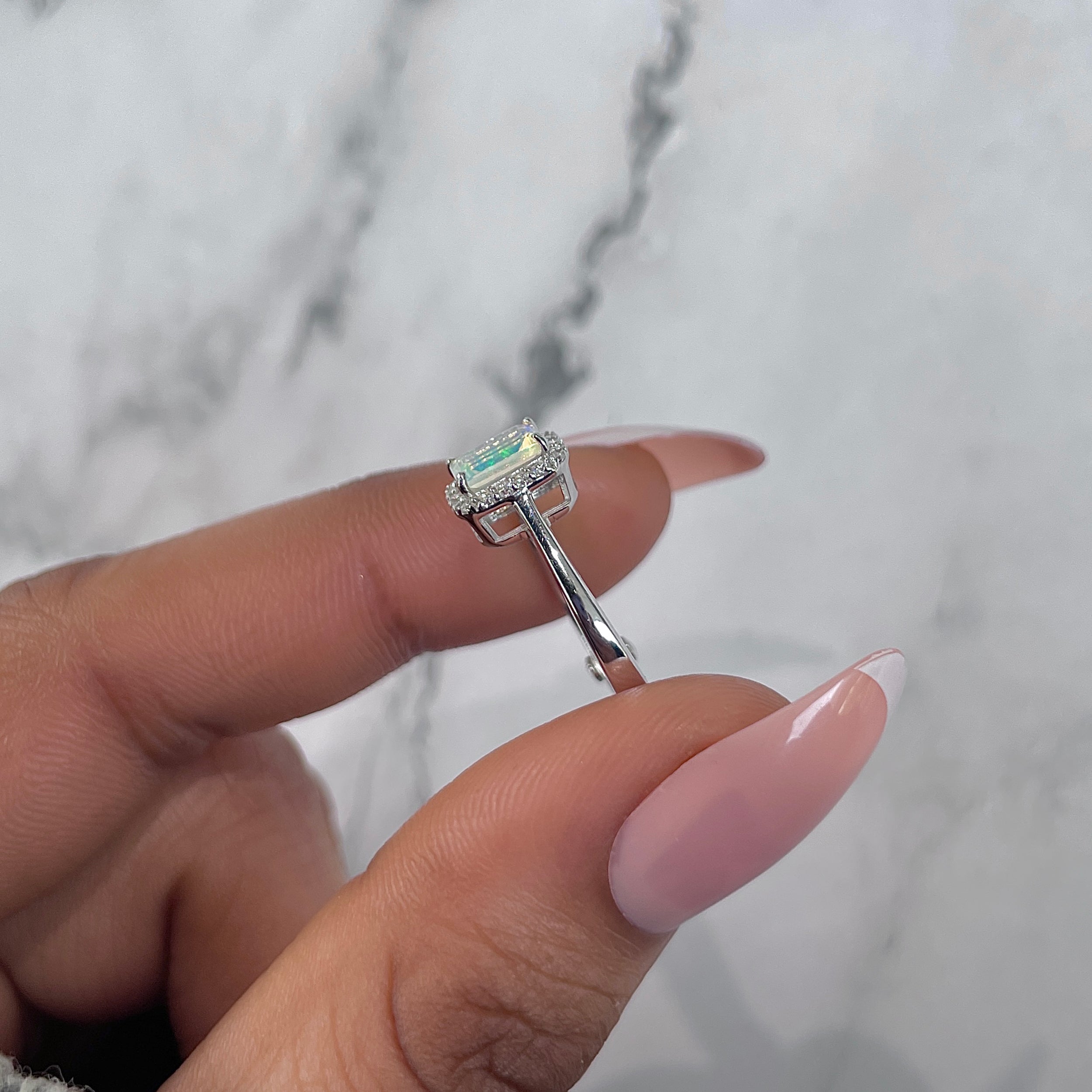 Opal & White Topaz Ring-(OPL-RDR-1787.)