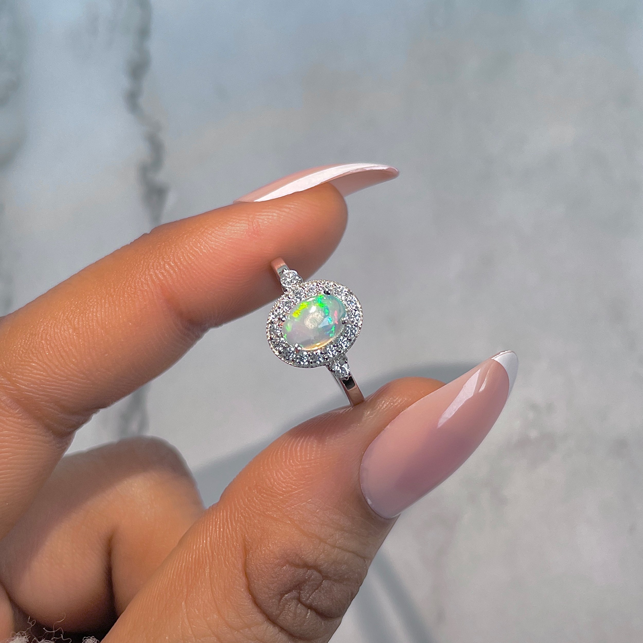 Opal & White Topaz Ring-(OPL-RDR-1792.)