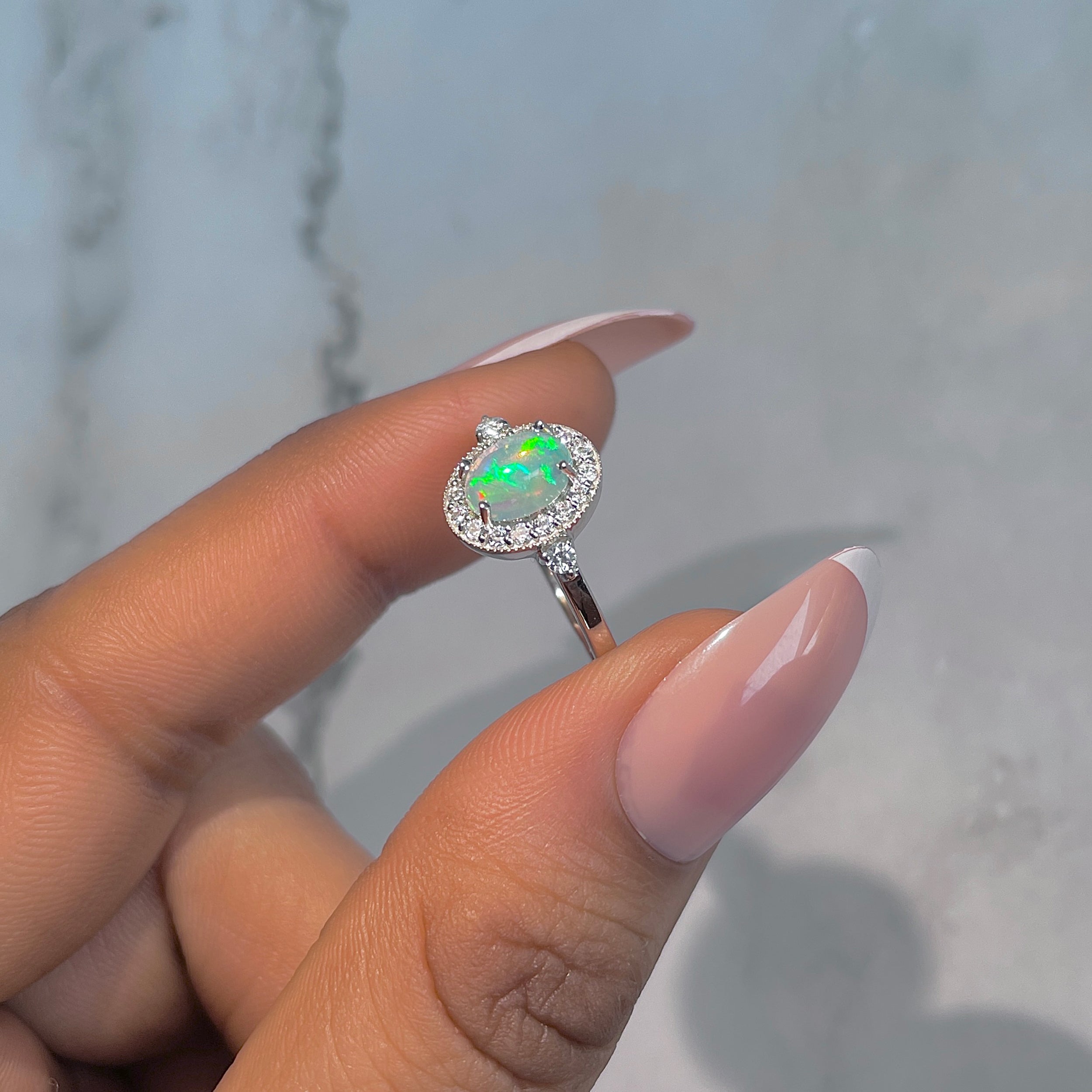 Opal & White Topaz Ring-(OPL-RDR-1792.)