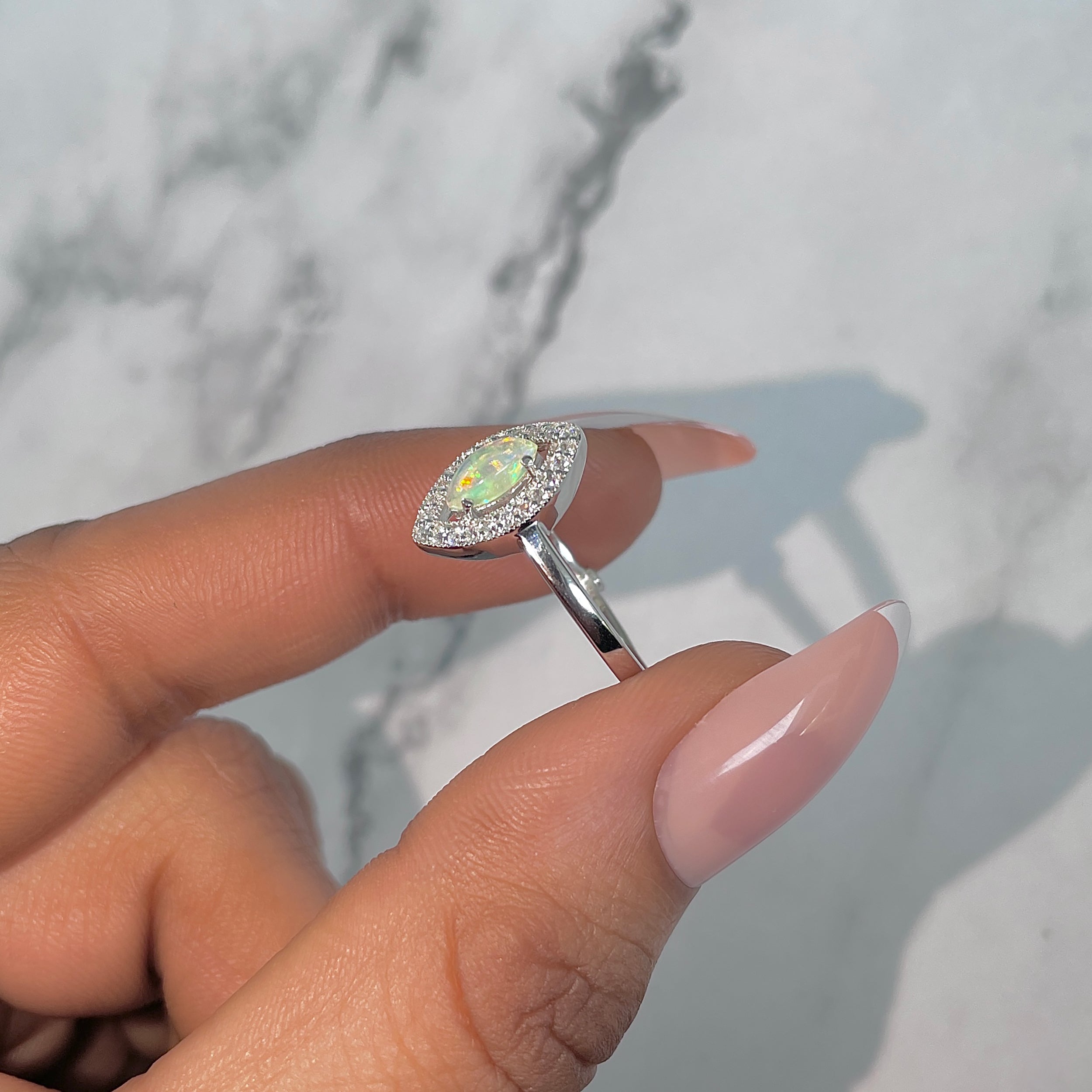 Opal & White Topaz Ring-(OPL-RDR-1798.)