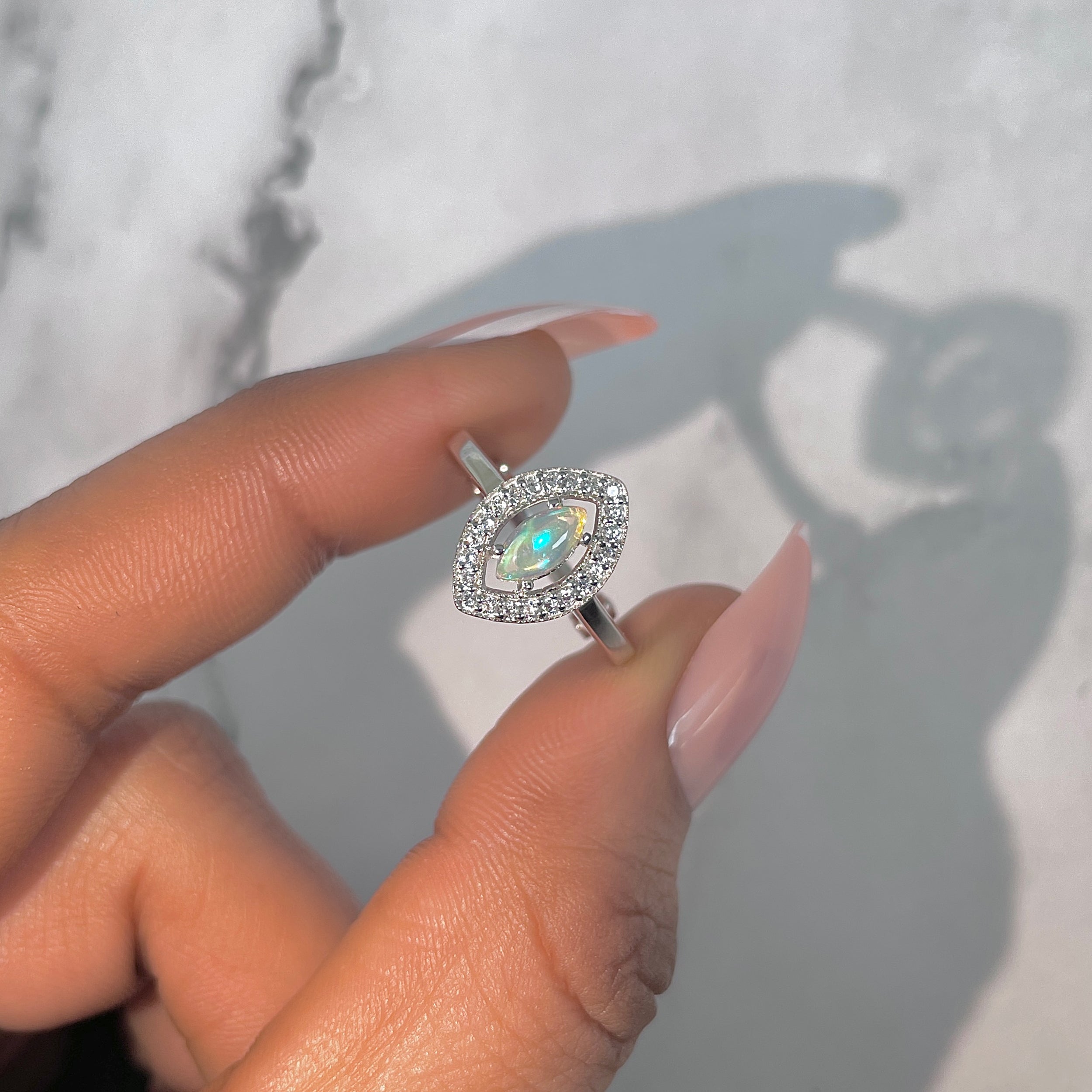 Opal & White Topaz Ring-(OPL-RDR-1798.)