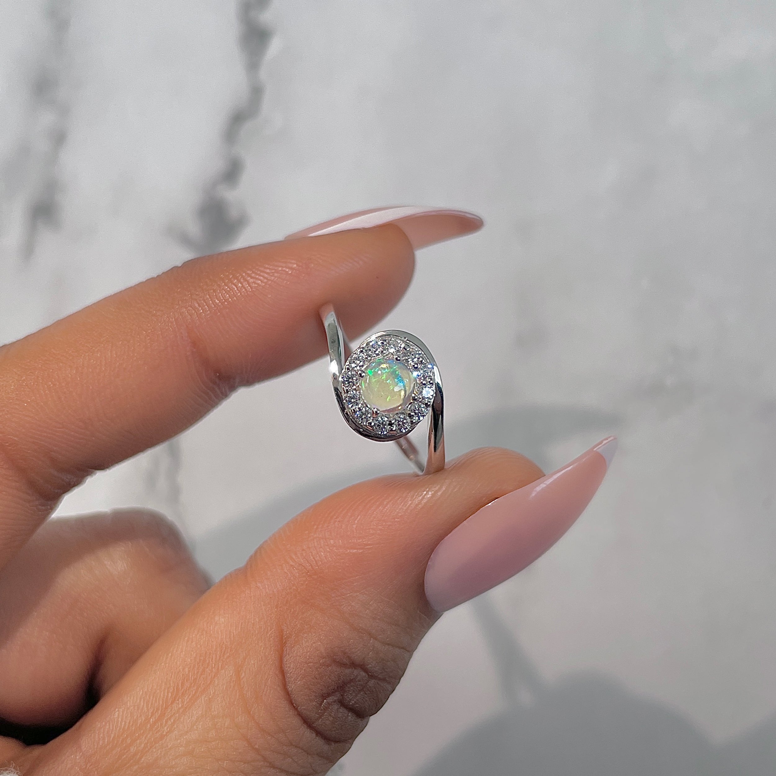 Opal & White Topaz Ring-(OPL-RDR-1801.)
