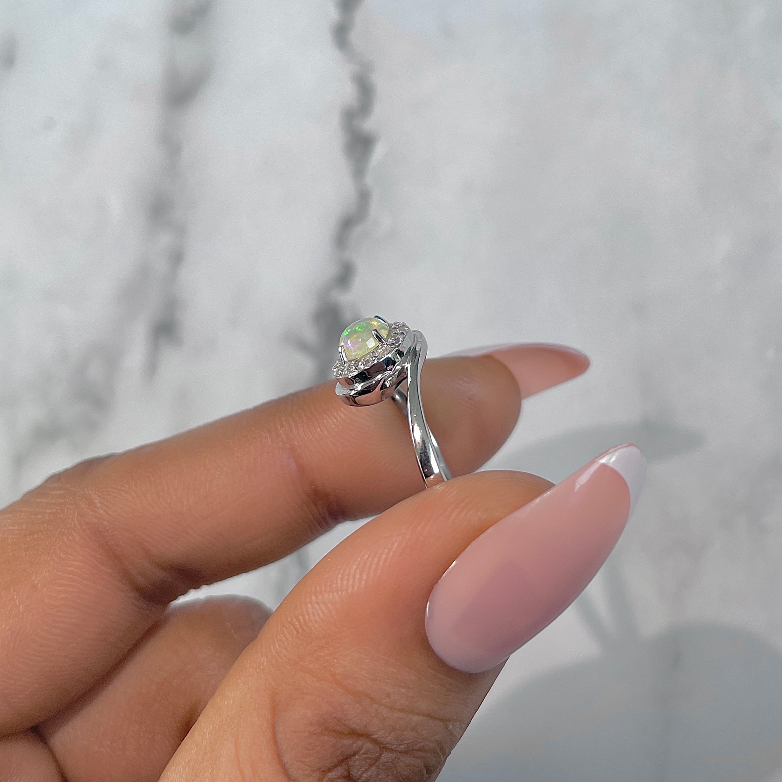 Opal & White Topaz Ring-(OPL-RDR-1801.)