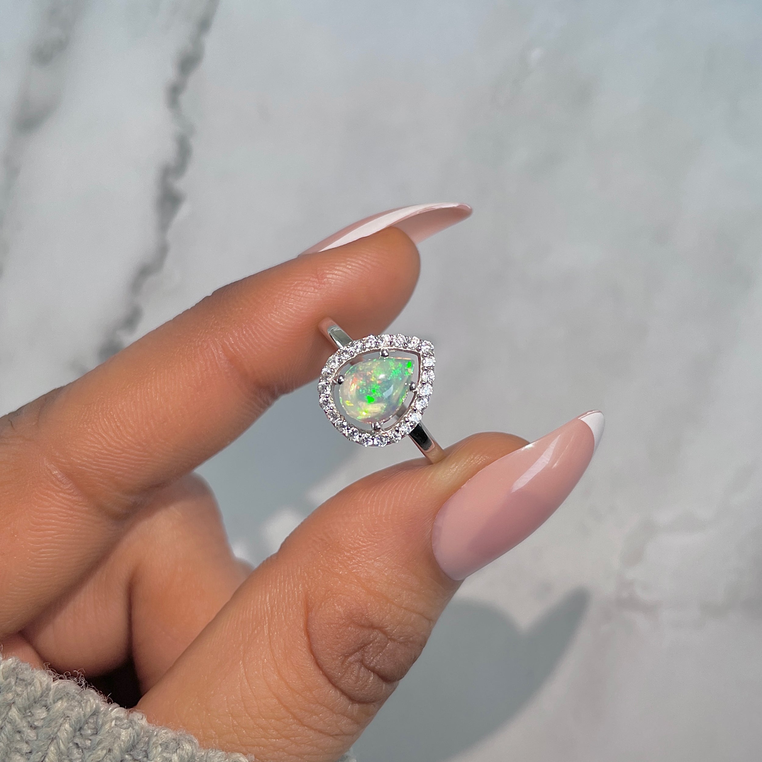 Opal & White Topaz Ring-(OPL-RDR-1803.)