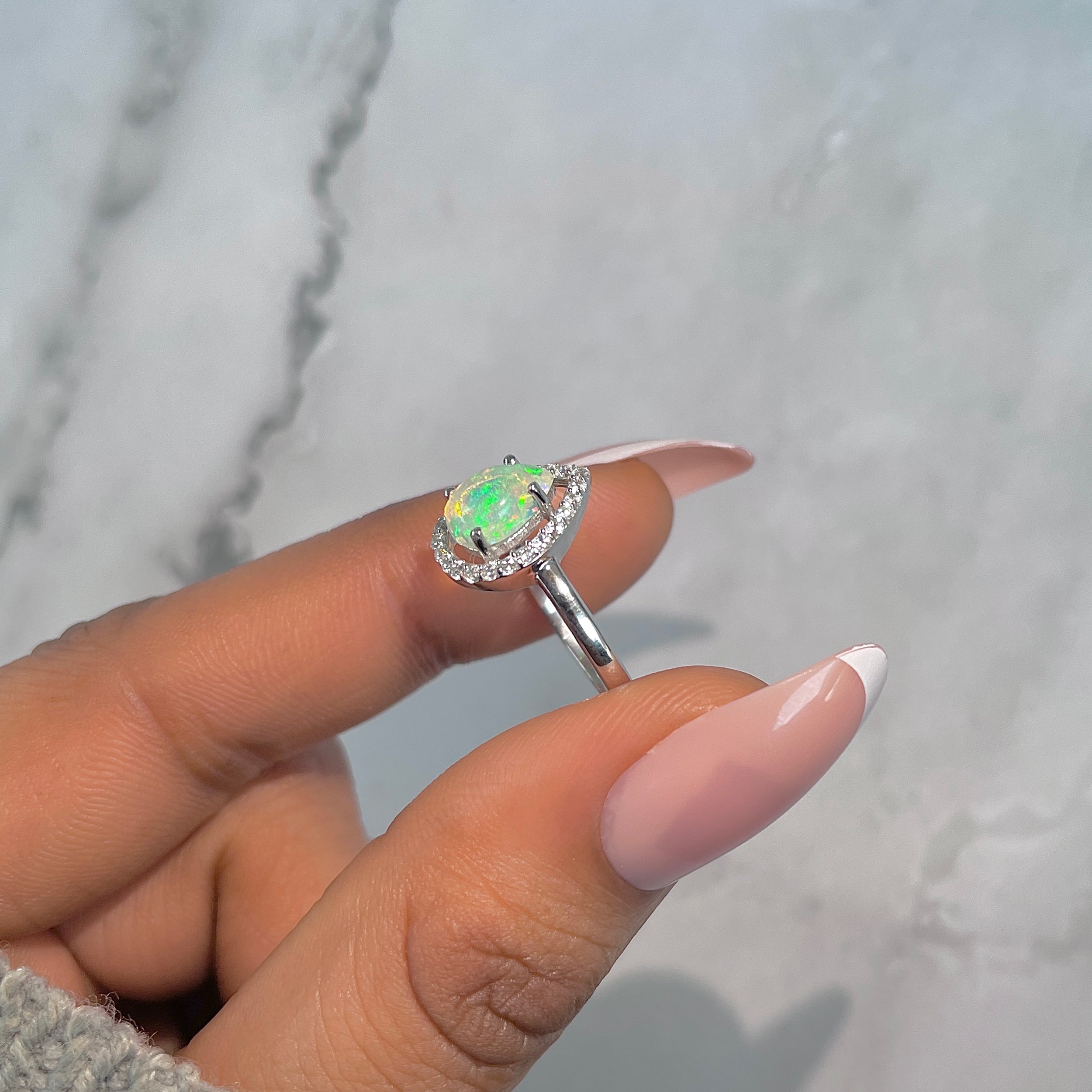 Opal & White Topaz Ring-(OPL-RDR-1803.)