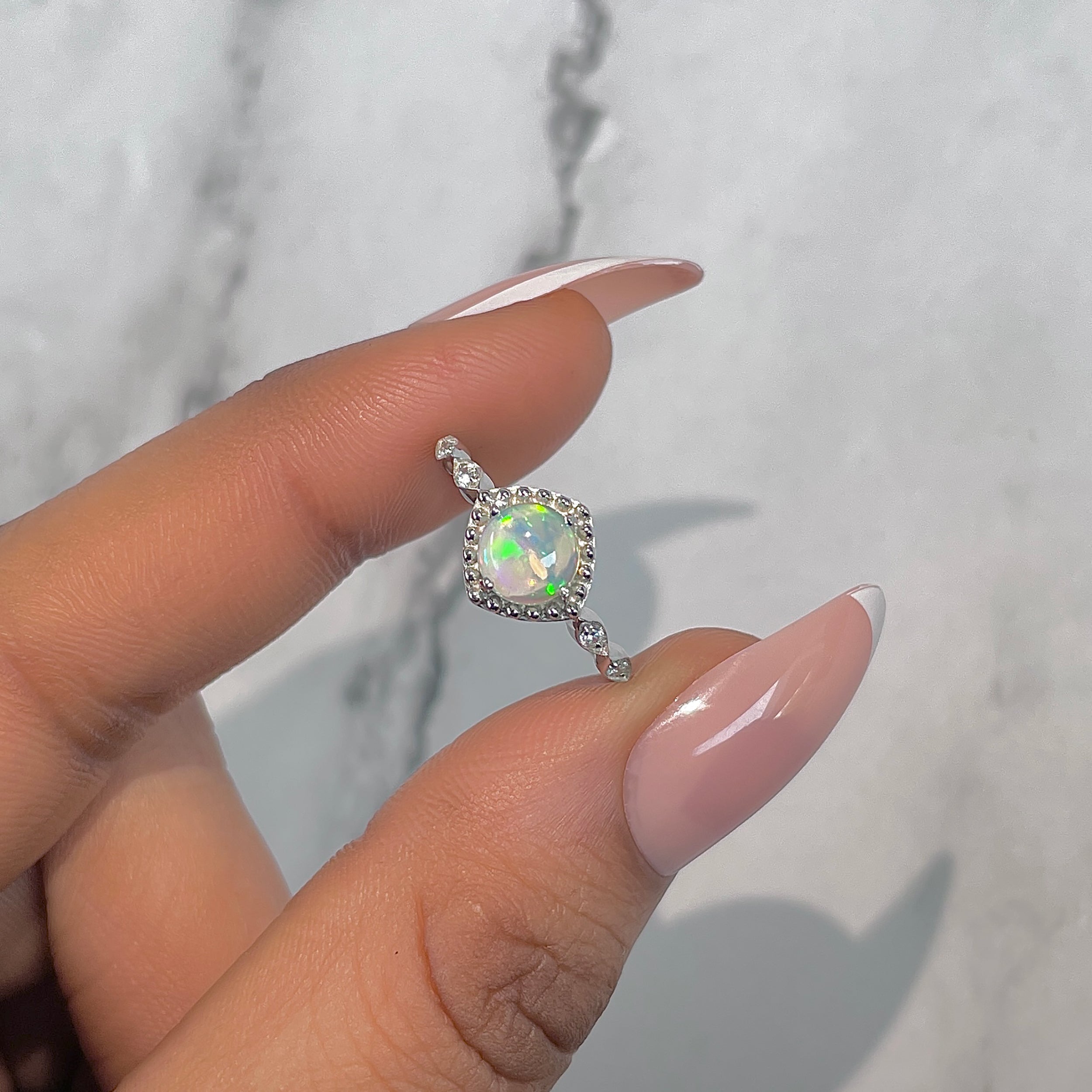 Opal & White Topaz Ring-(OPL-RDR-1935.)