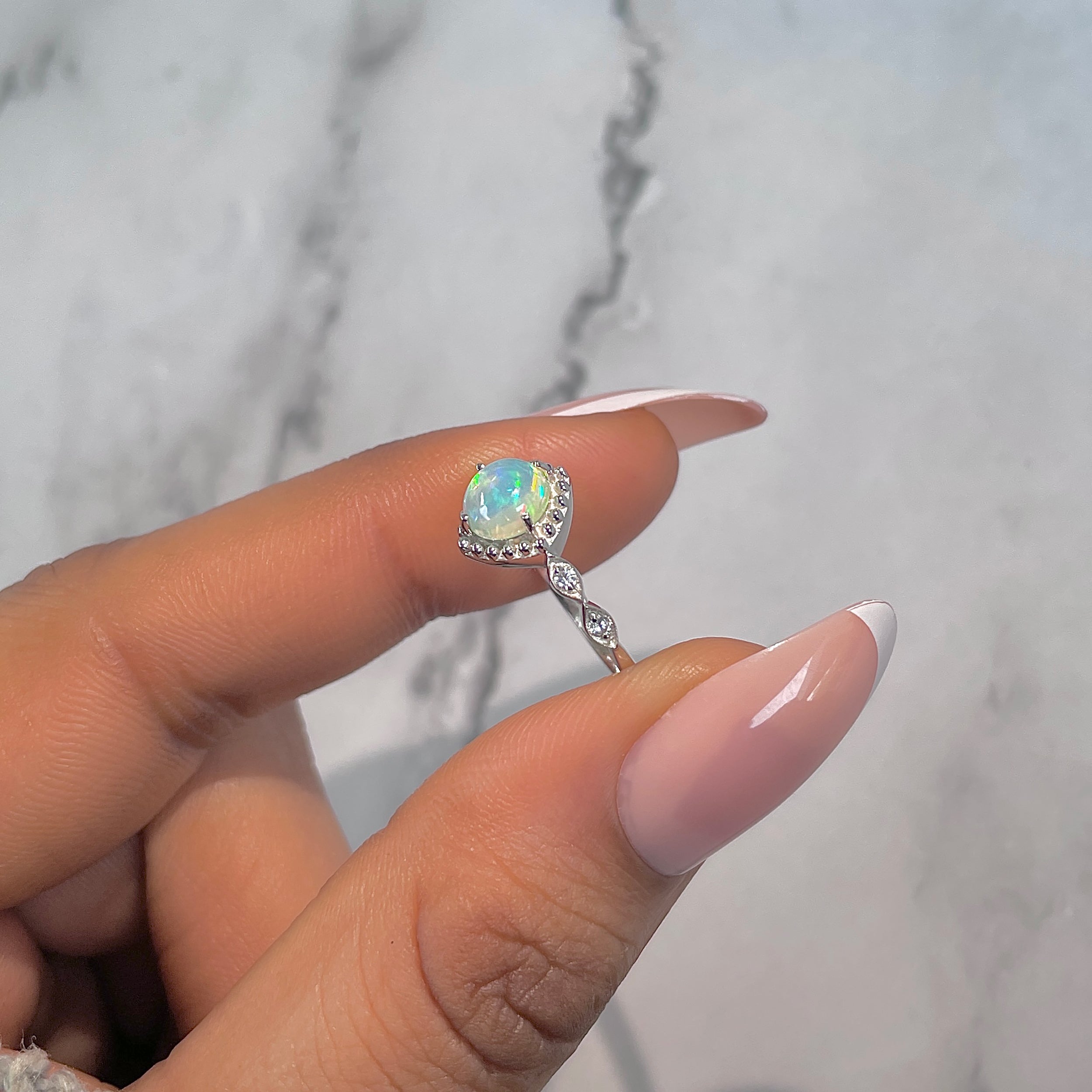 Opal & White Topaz Ring-(OPL-RDR-1935.)