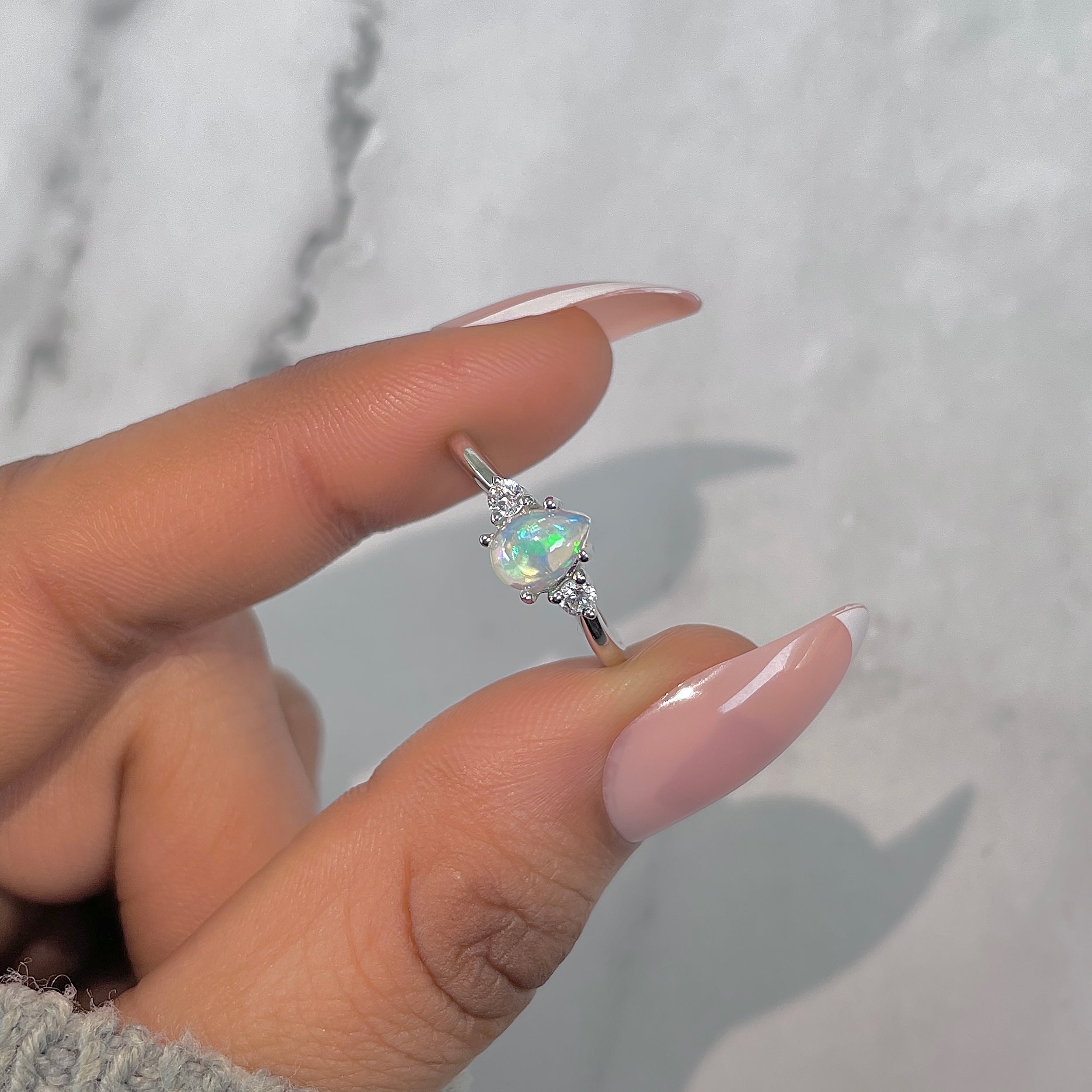 Opal & White Topaz Ring-(OPL-RDR-2213.)