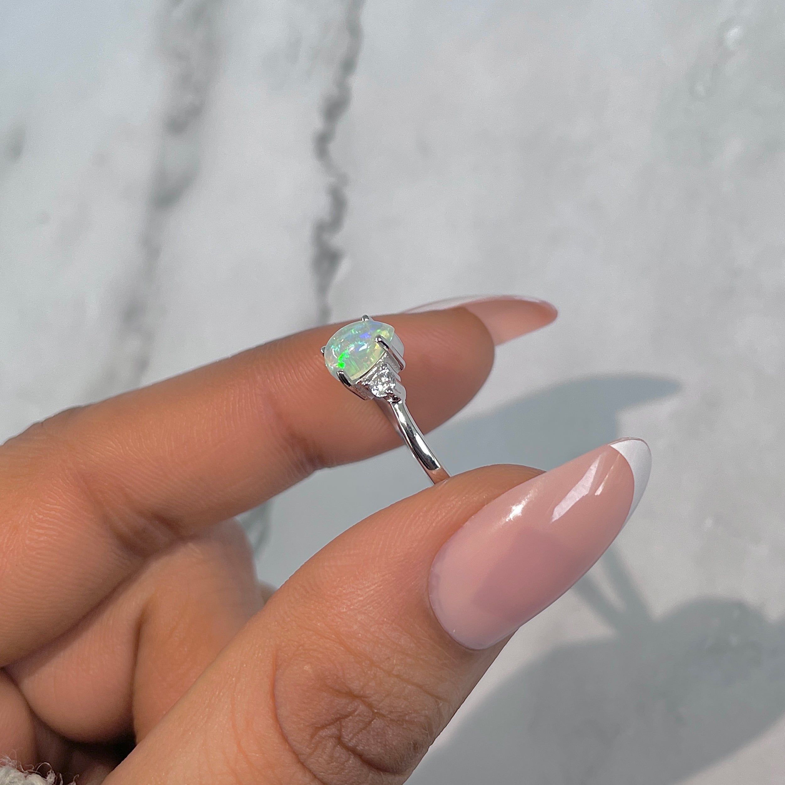 Opal & White Topaz Ring-(OPL-RDR-2213.)