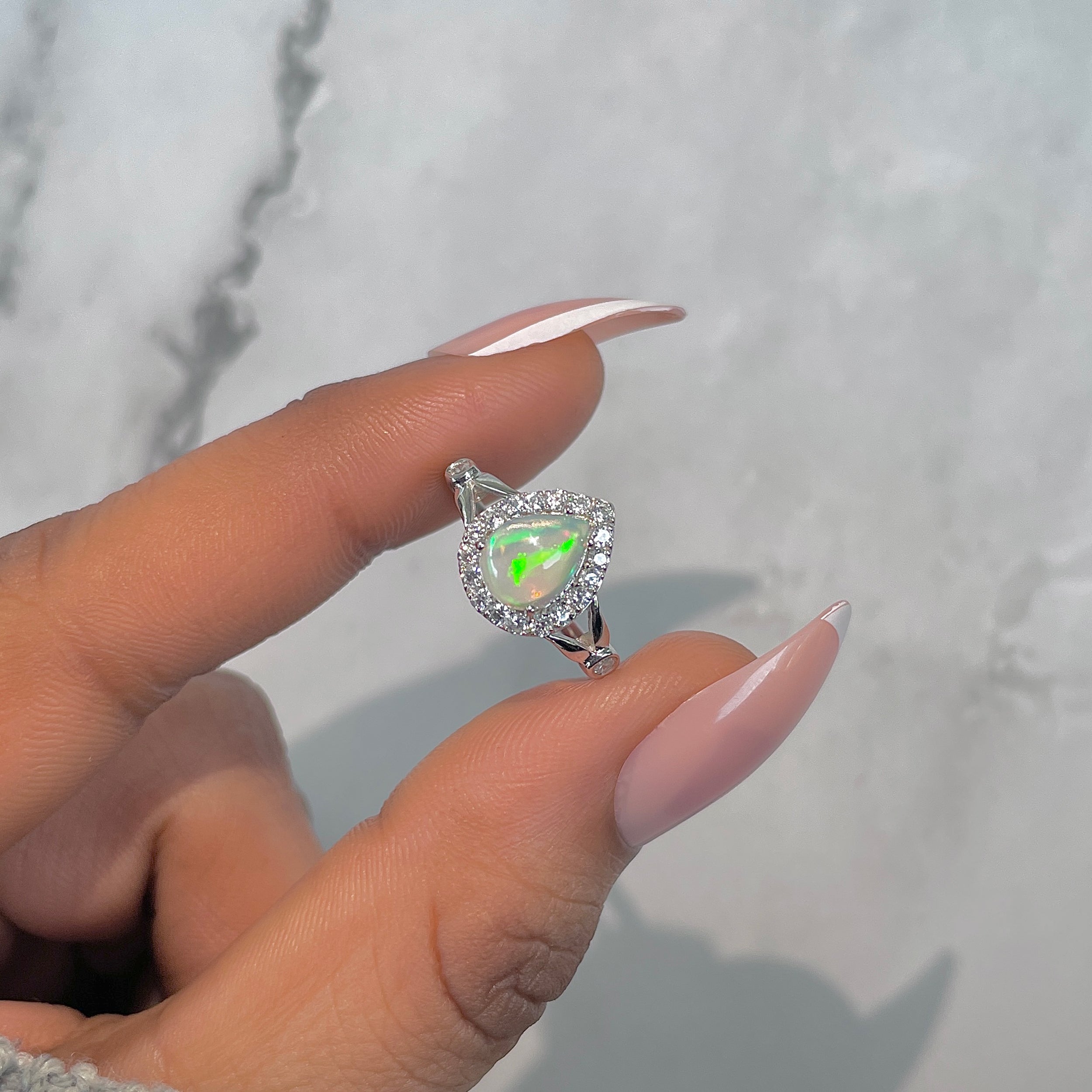 Opal & White Topaz Ring-(OPL-RDR-2243.)