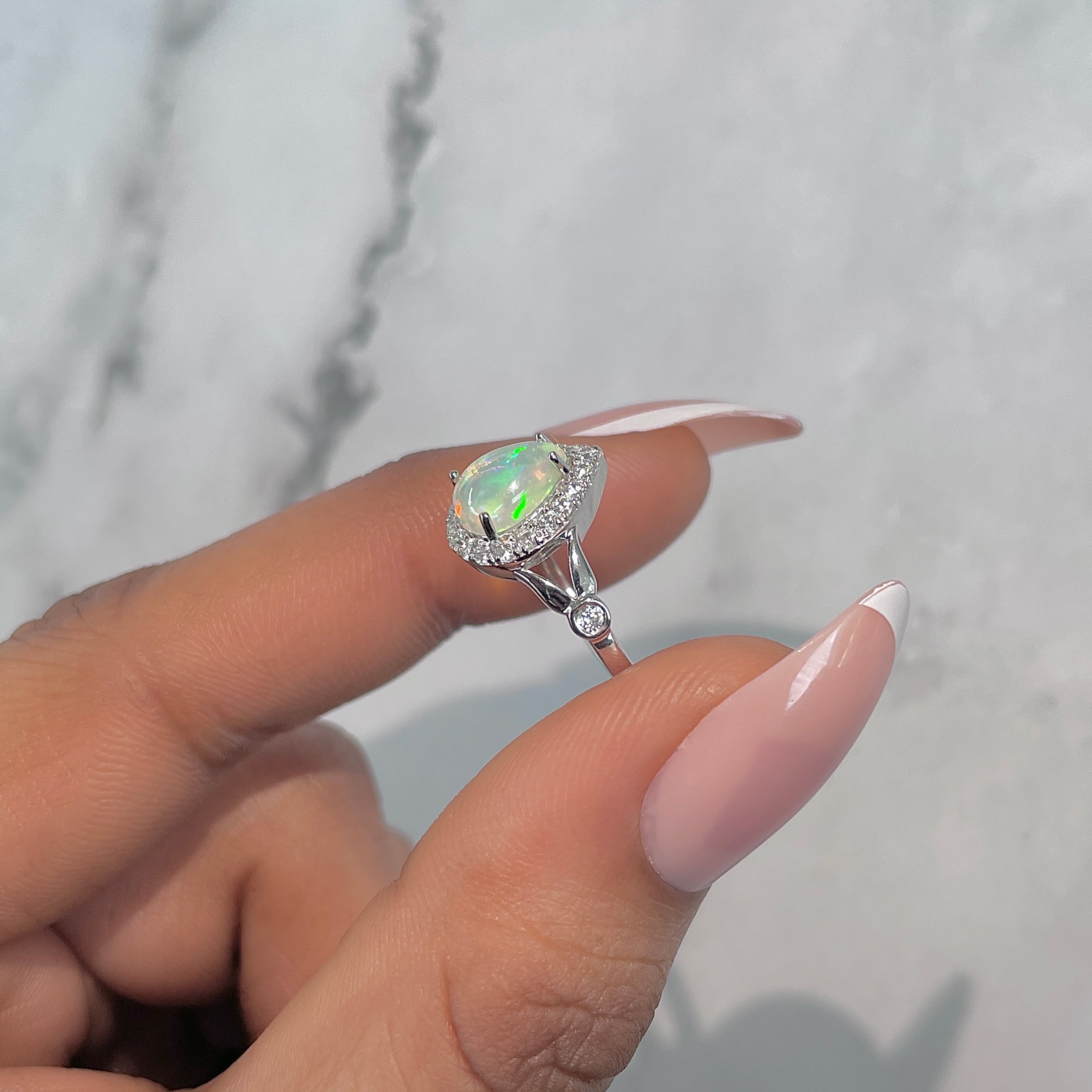 Opal & White Topaz Ring-(OPL-RDR-2243.)