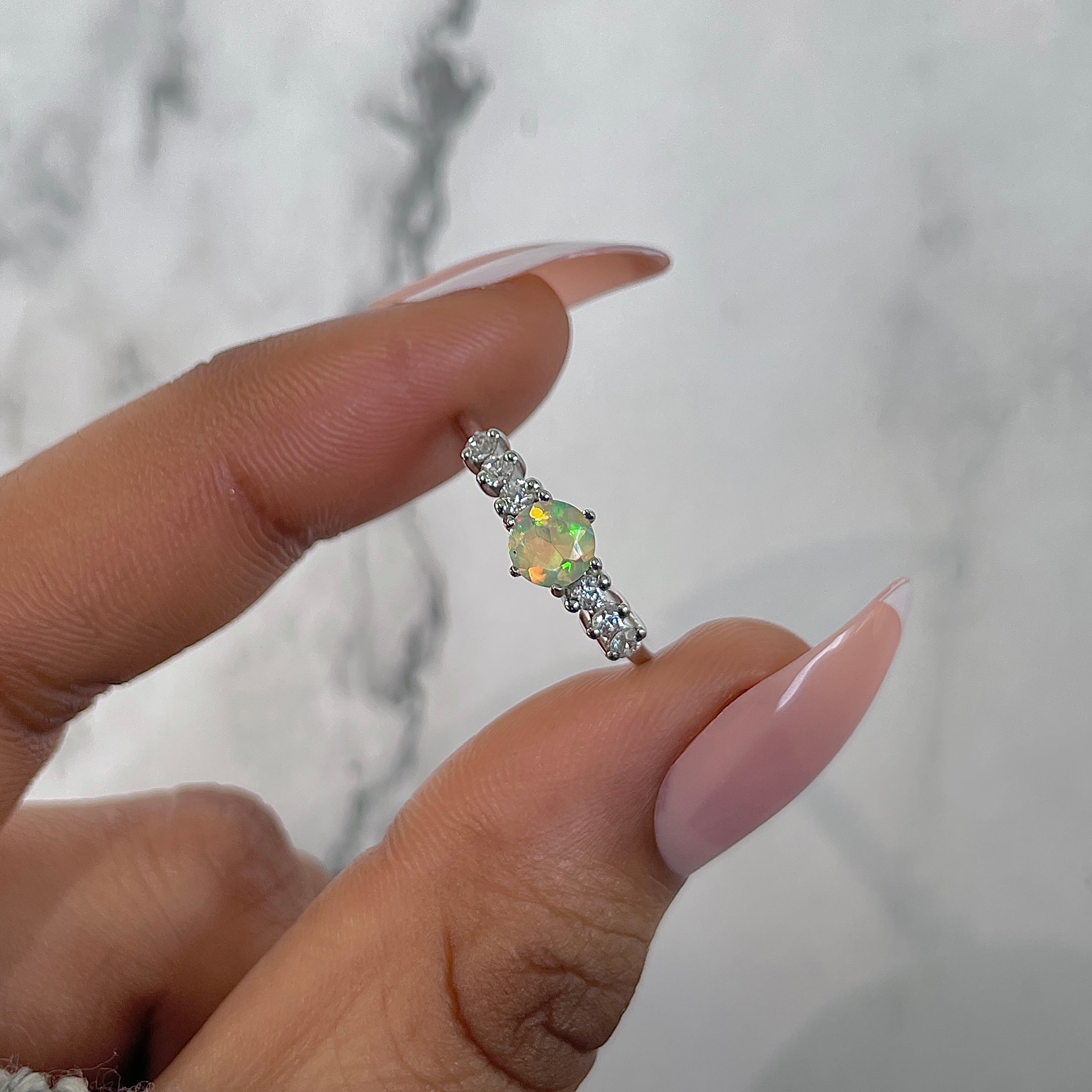 Opal & White Topaz Ring-(OPL-RDR-2259.)