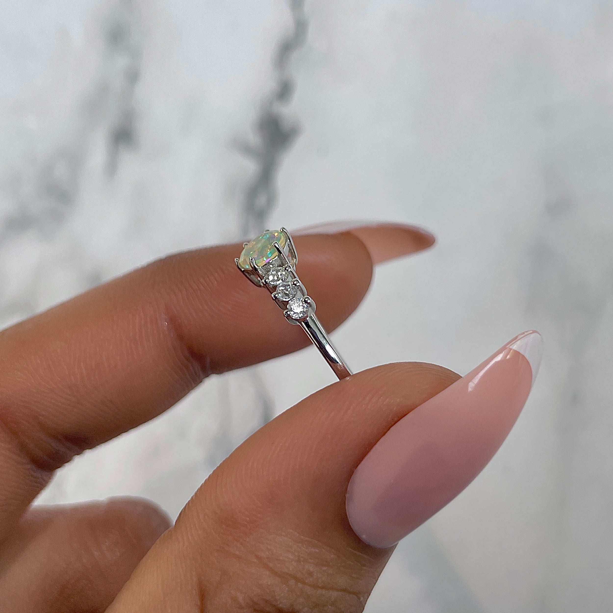 Opal & White Topaz Ring-(OPL-RDR-2259.)