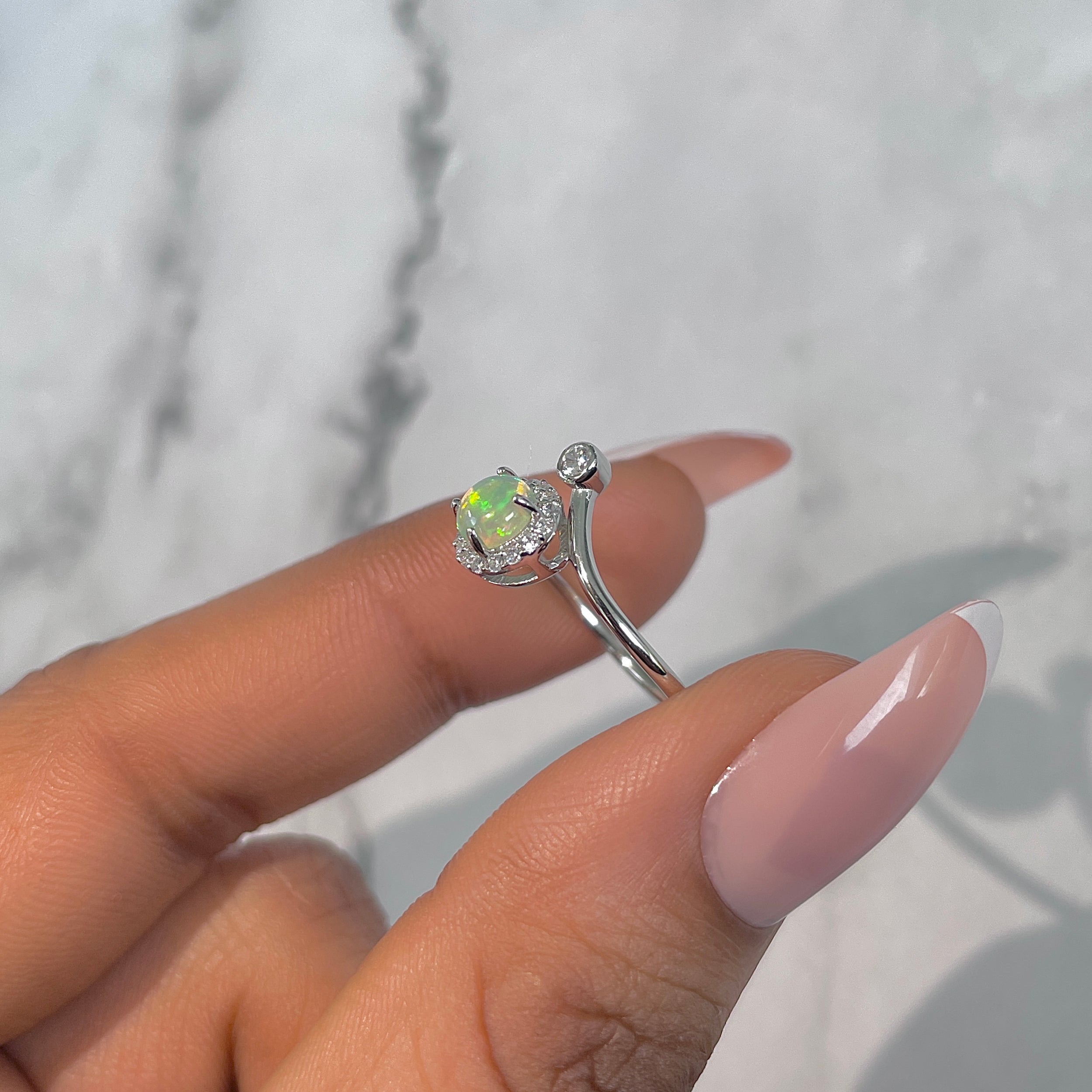 Opal & White Topaz Ring-(OPL-RDR-2261.)
