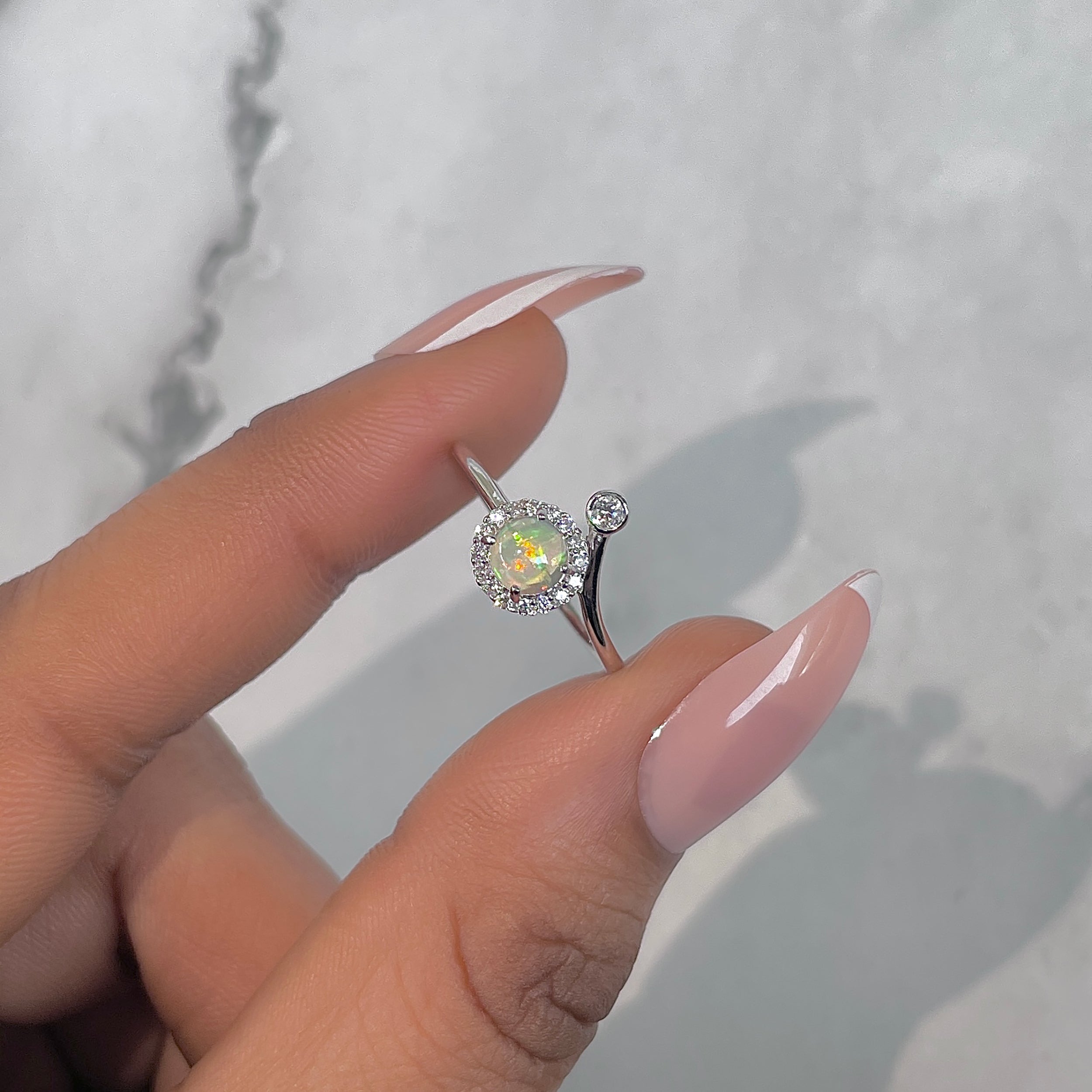 Opal & White Topaz Ring-(OPL-RDR-2261.)