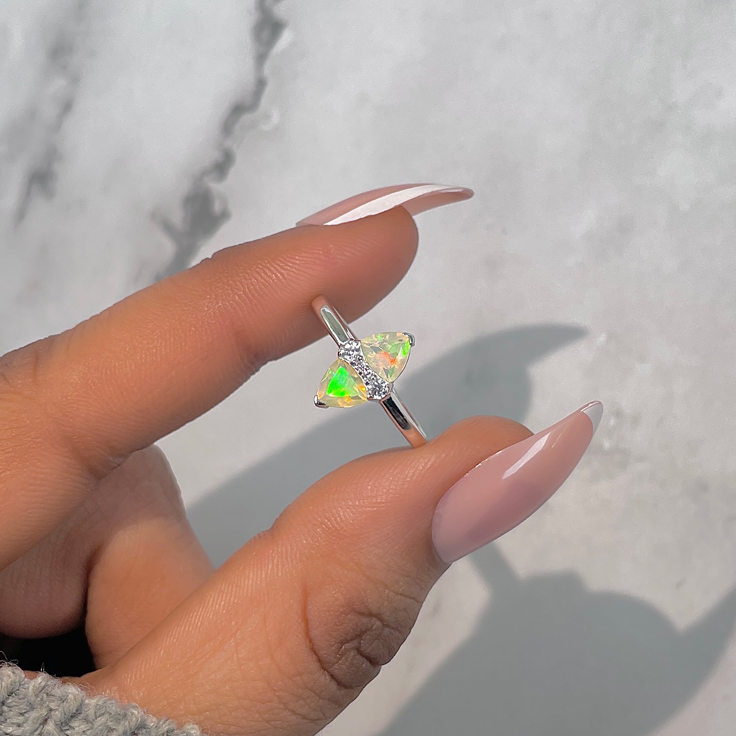 Opal & White Topaz Ring-(OPL-RDR-2266.)