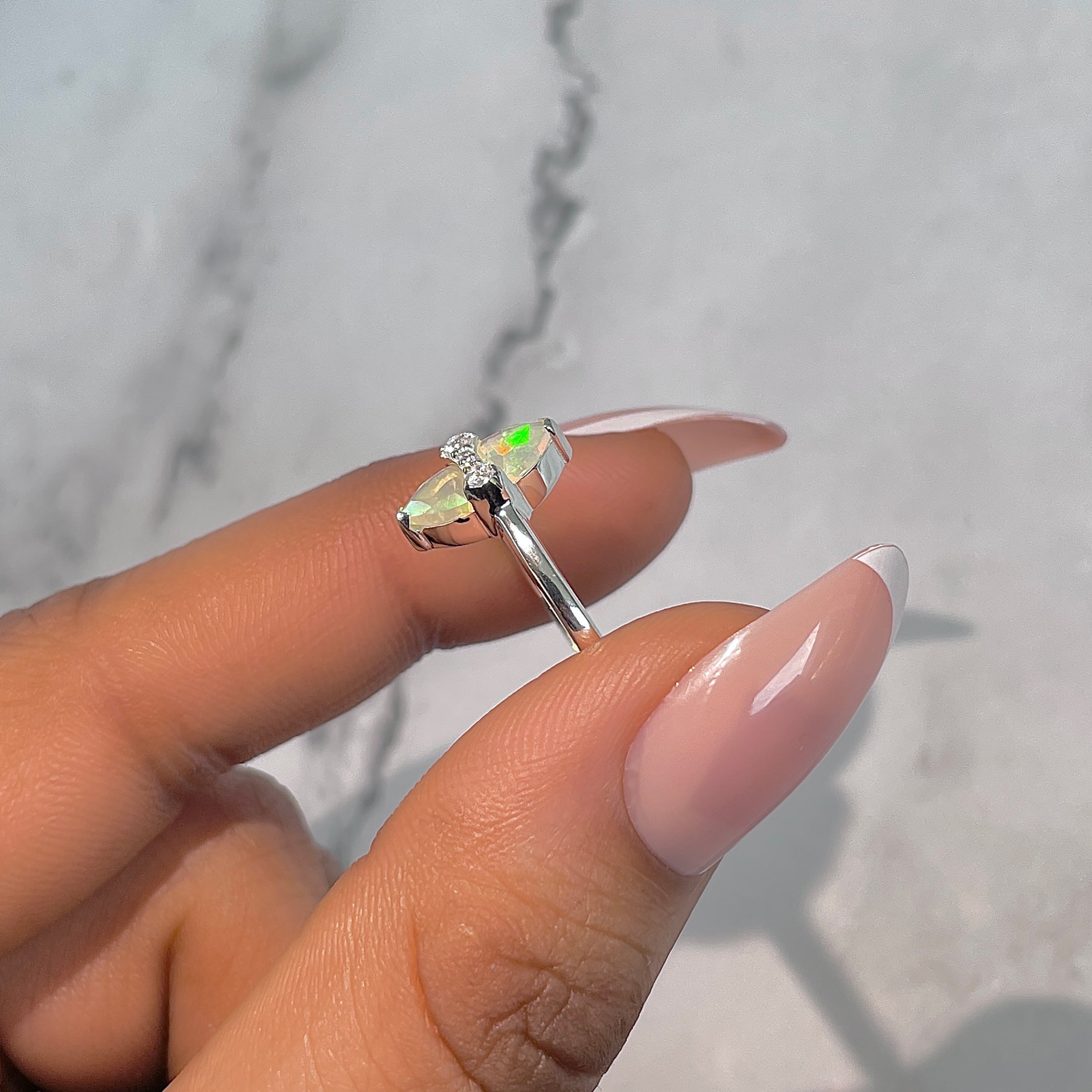 Opal & White Topaz Ring-(OPL-RDR-2266.)