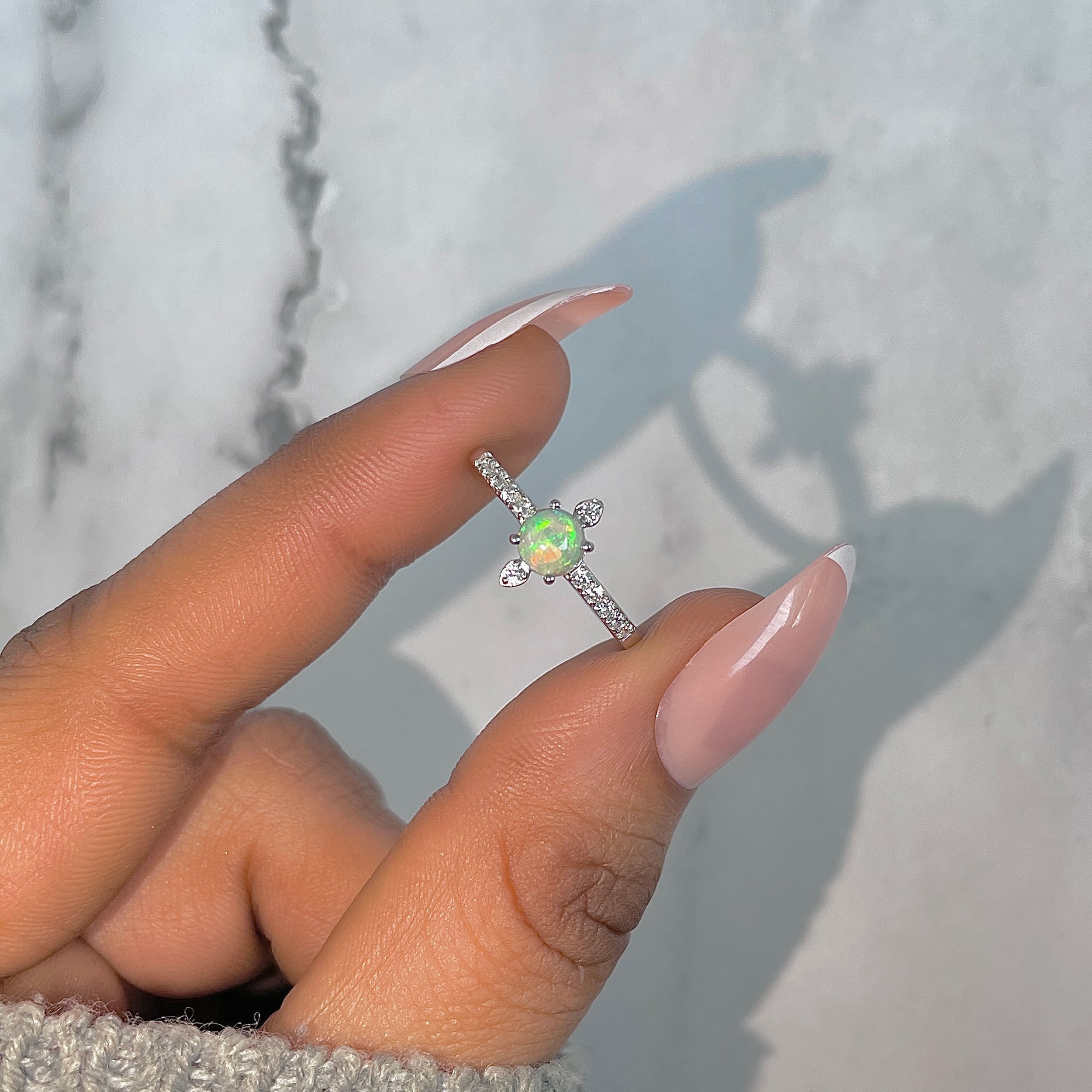Opal & White Topaz Ring-(OPL-RDR-2282.)