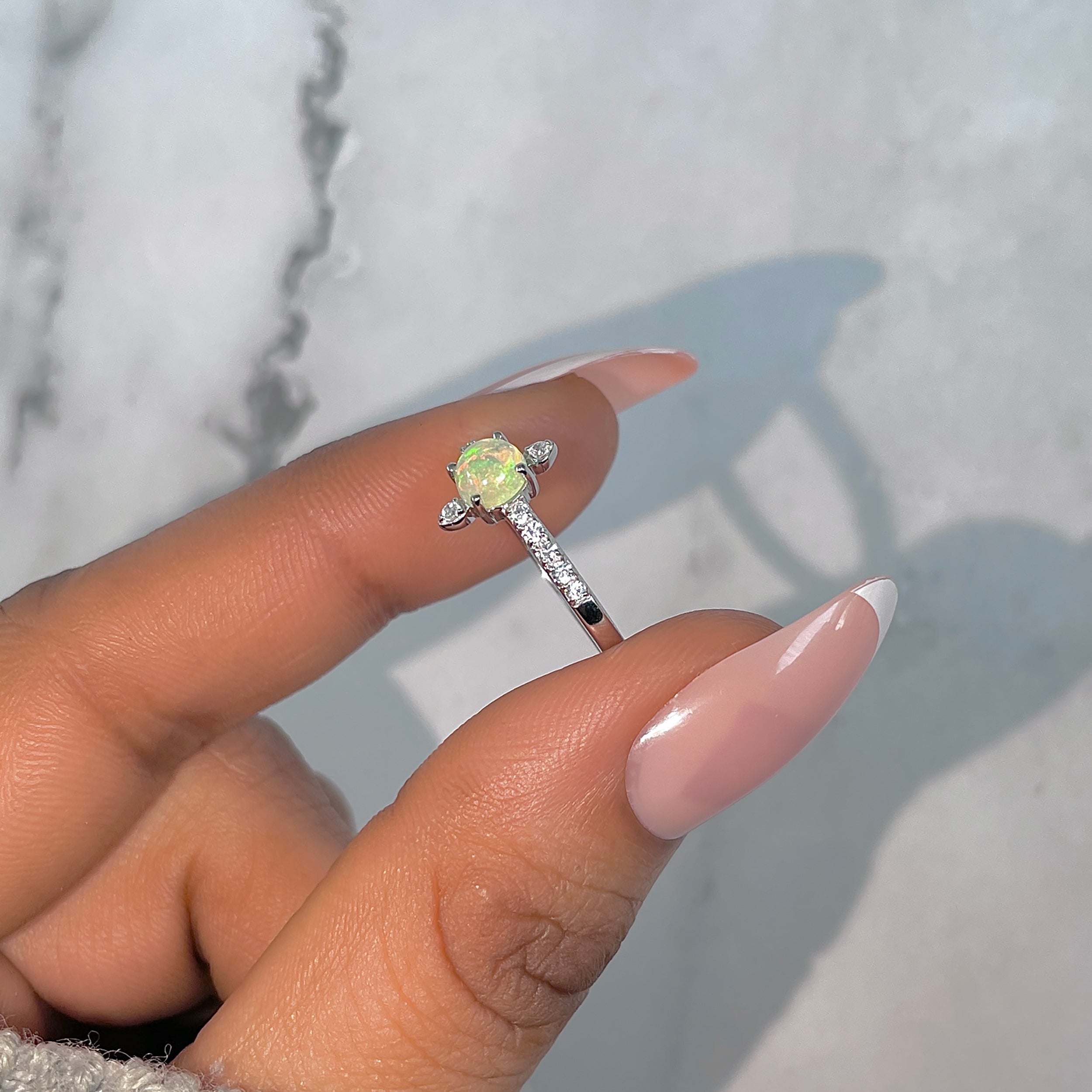 Opal & White Topaz Ring-(OPL-RDR-2282.)