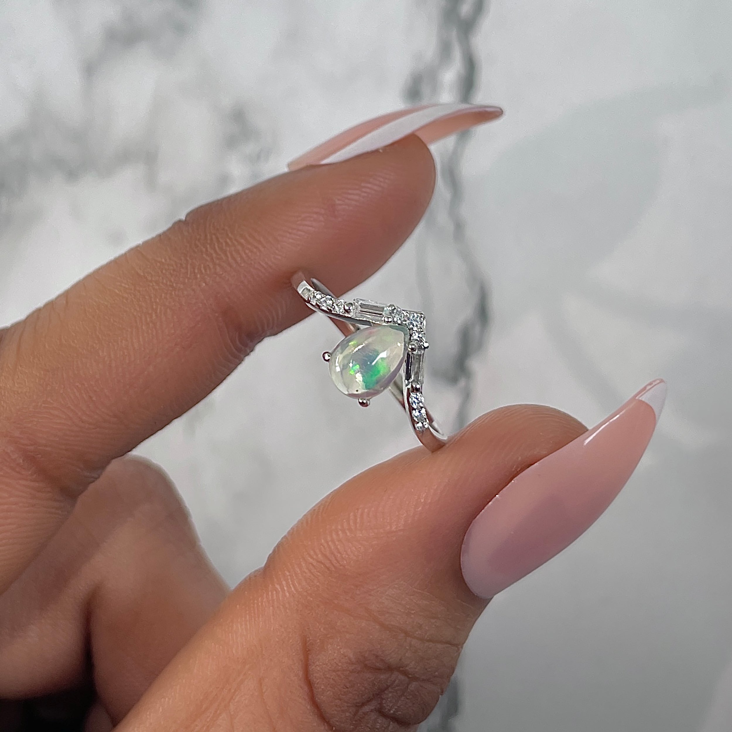 Opal & White Topaz Ring-(OPL-RDR-2283.)