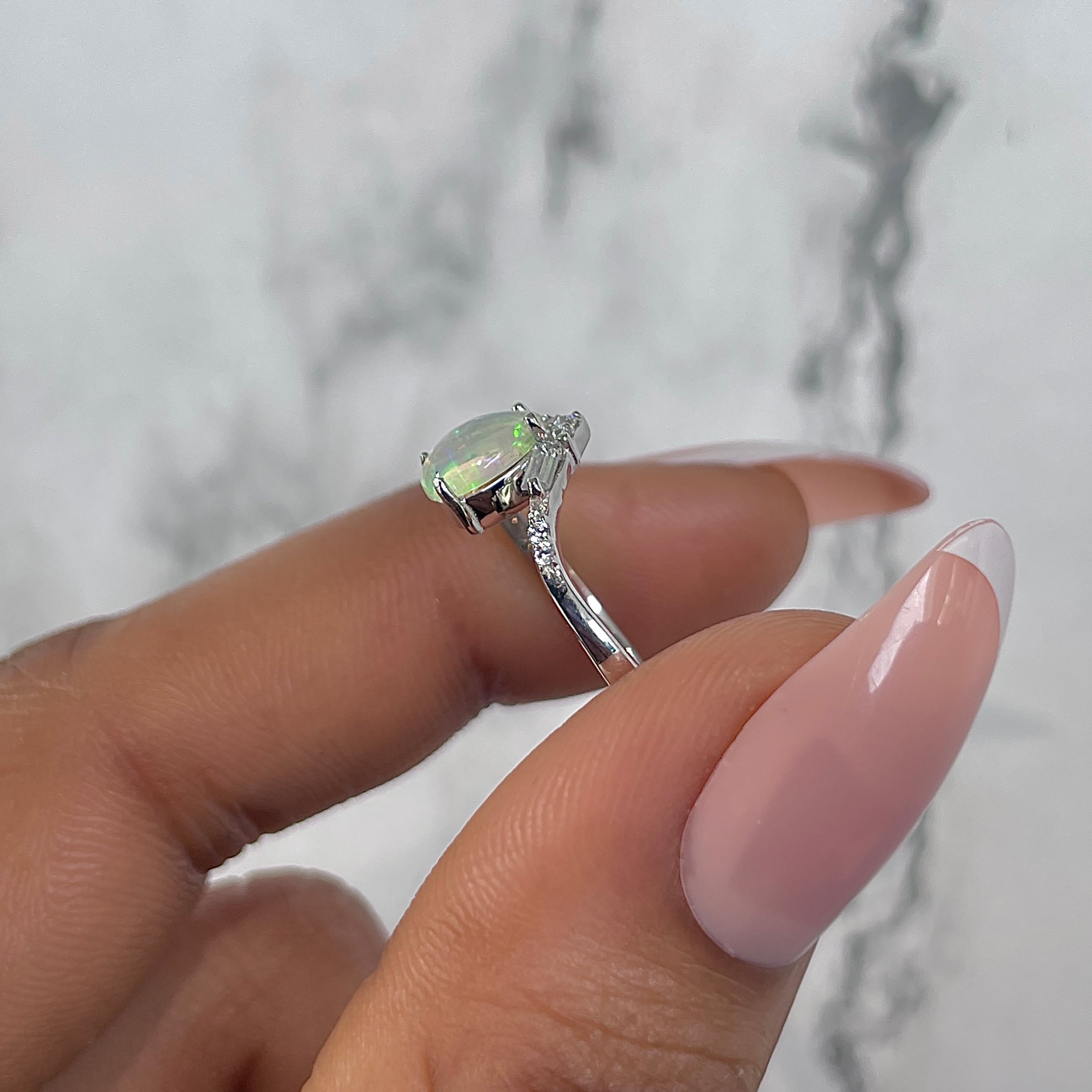 Opal & White Topaz Ring-(OPL-RDR-2283.)