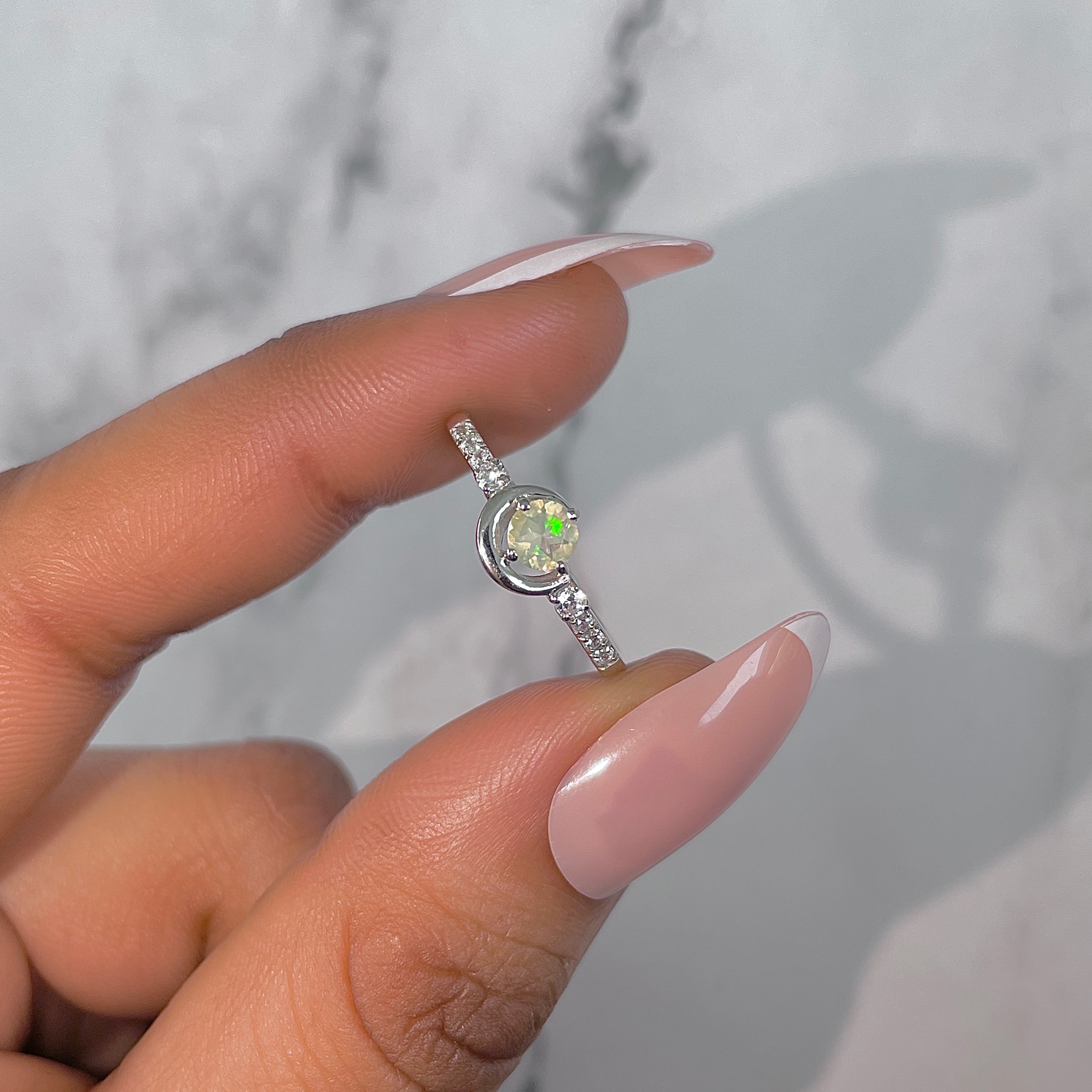 Opal & White Topaz Ring-(OPL-RDR-2292.)