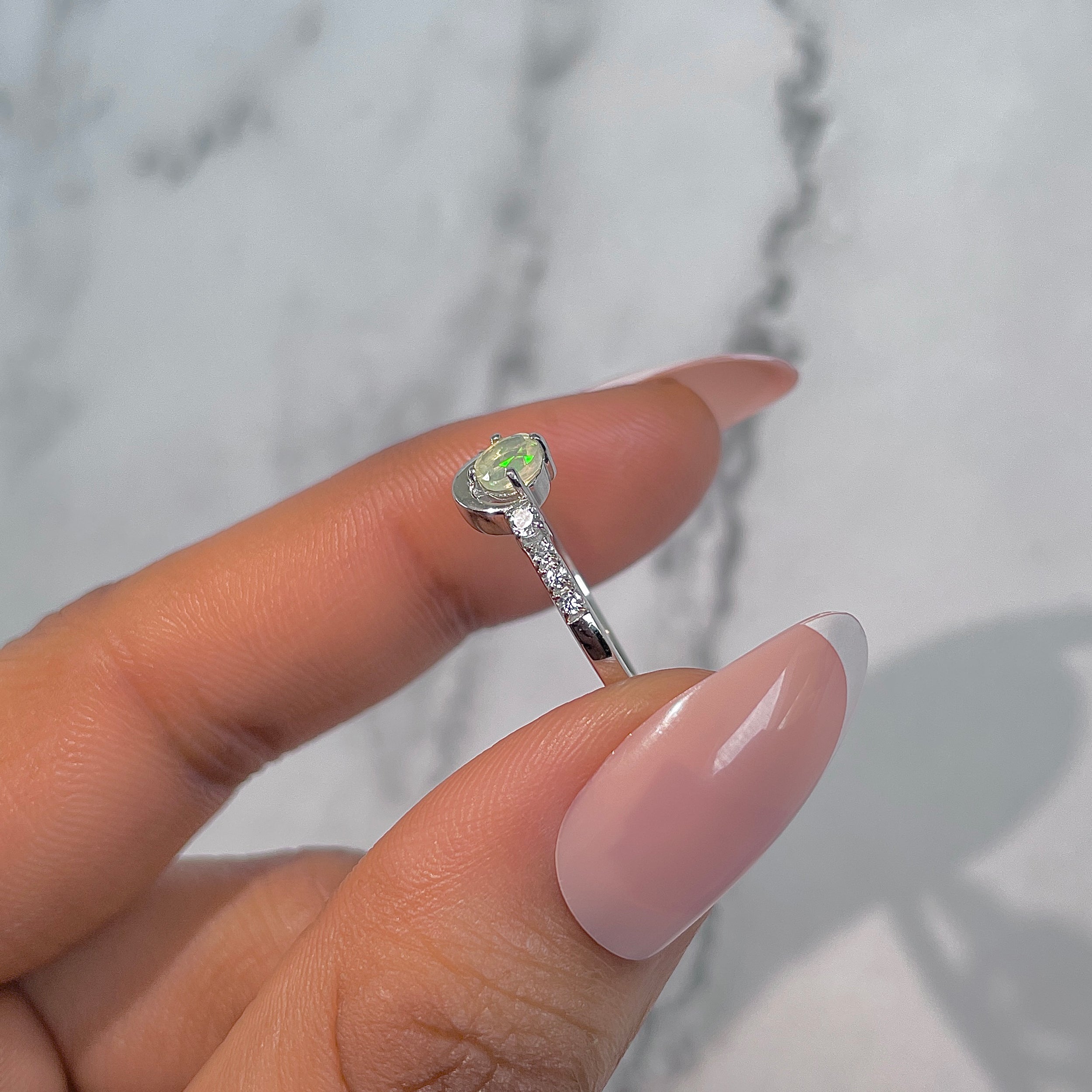 Opal & White Topaz Ring-(OPL-RDR-2292.)