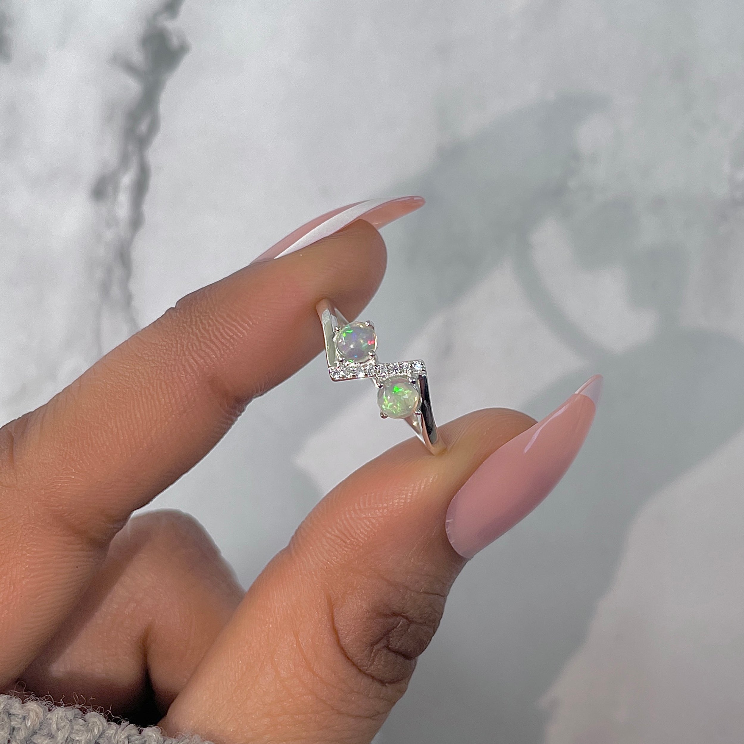 Opal & White Topaz Ring-(OPL-RDR-2295.)