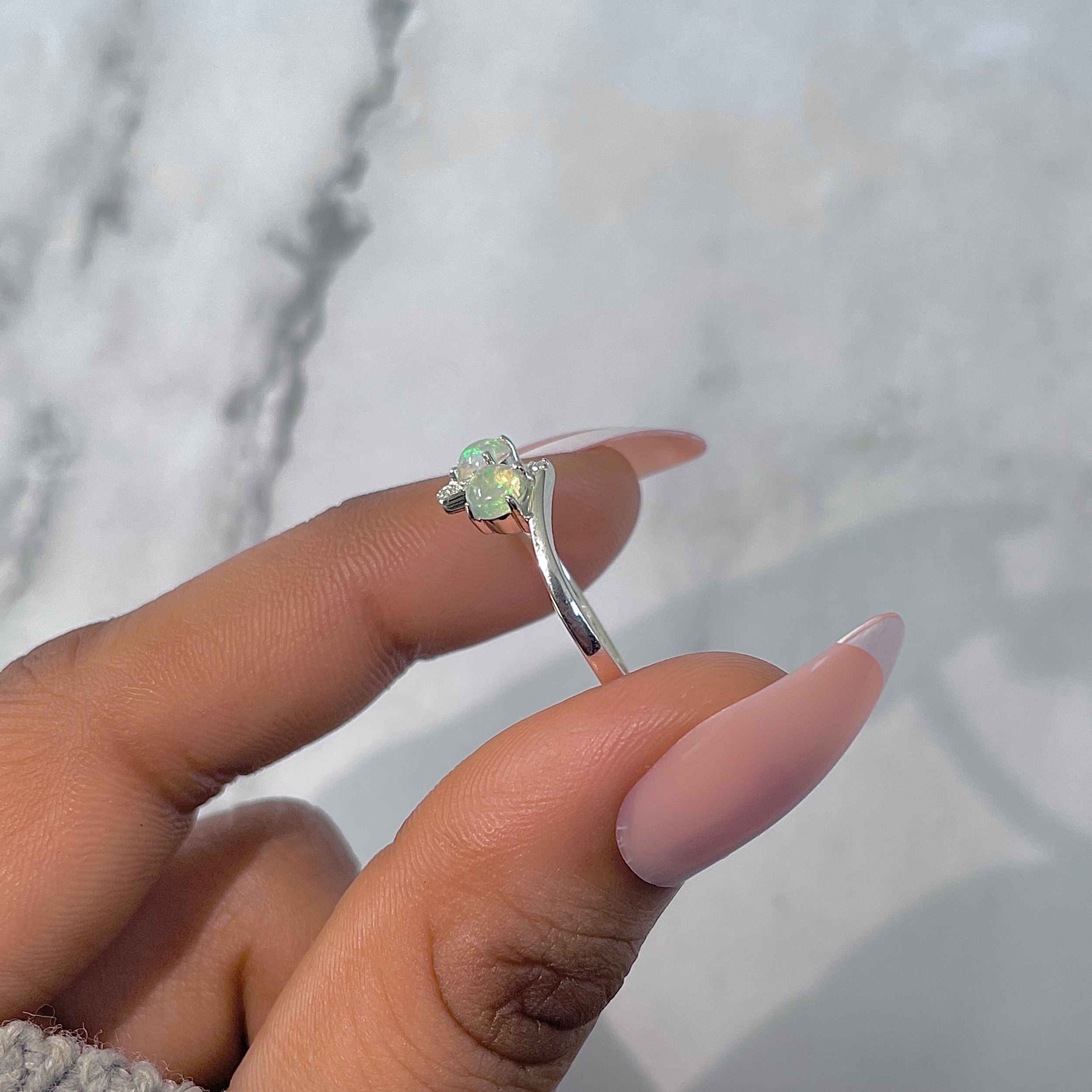 Opal & White Topaz Ring-(OPL-RDR-2295.)