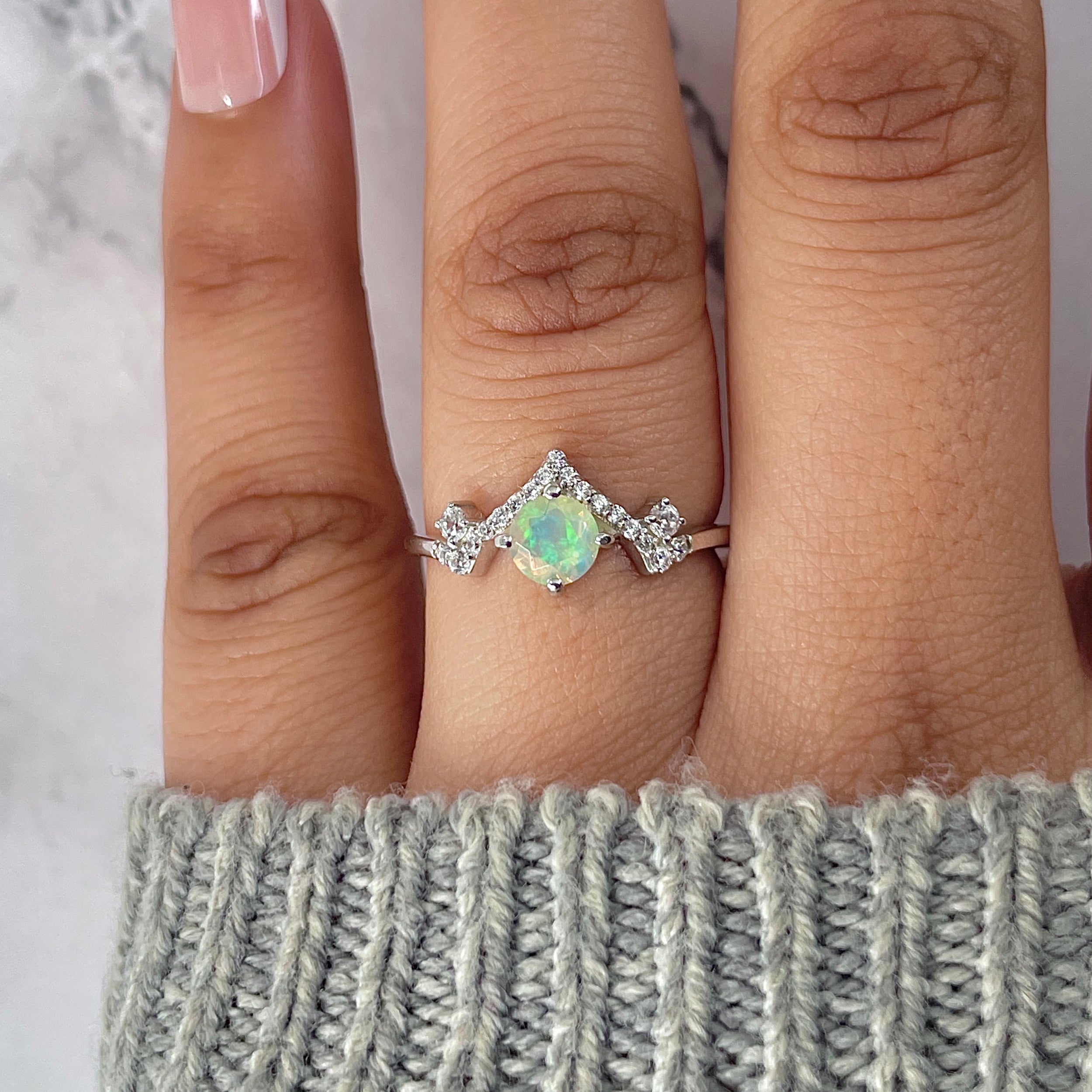 Dainty Opal Rings | Buy Sterling Silver Opal Rings in USA – Sagacia Jewelry