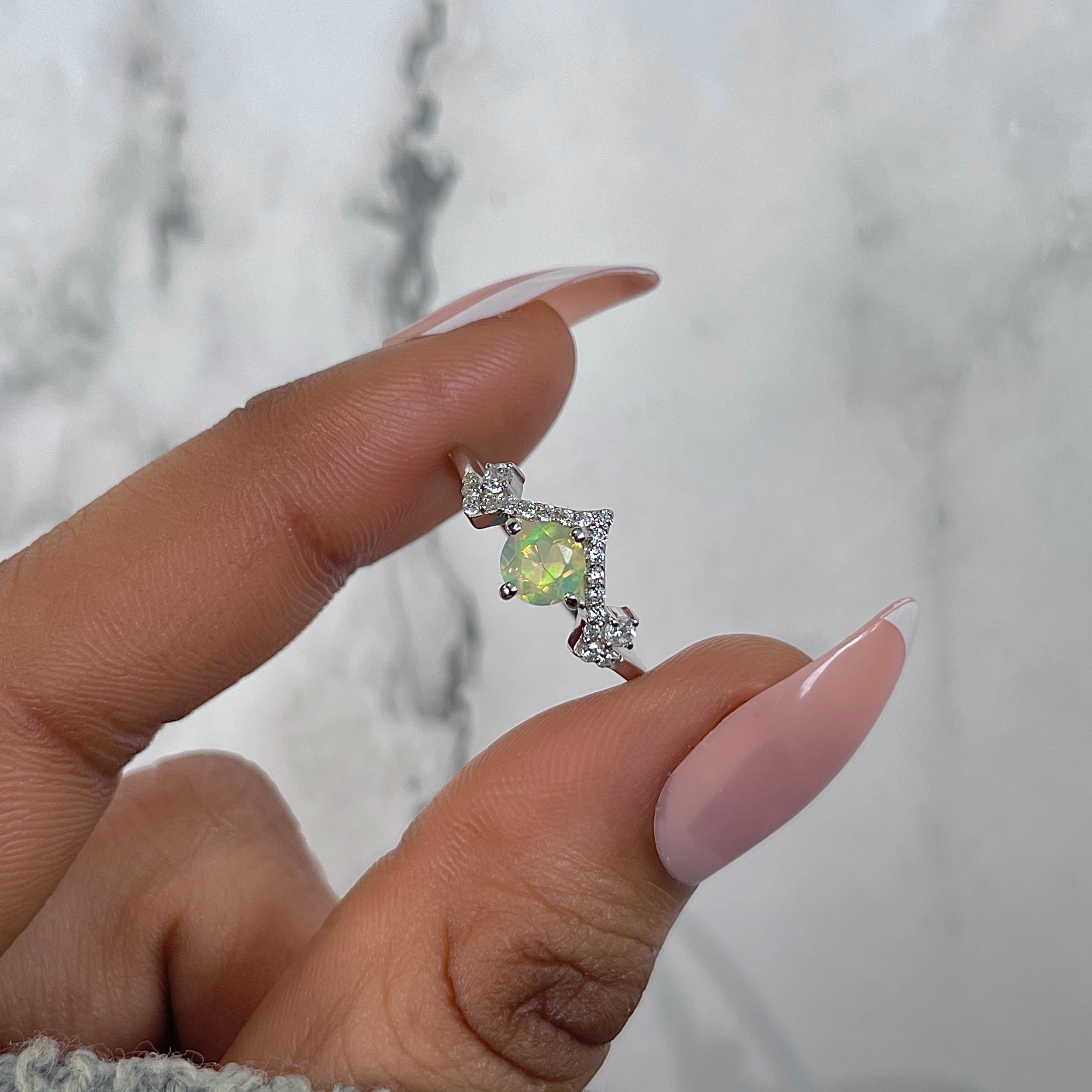 Opal & White Topaz Ring-(OPL-RDR-2296.)