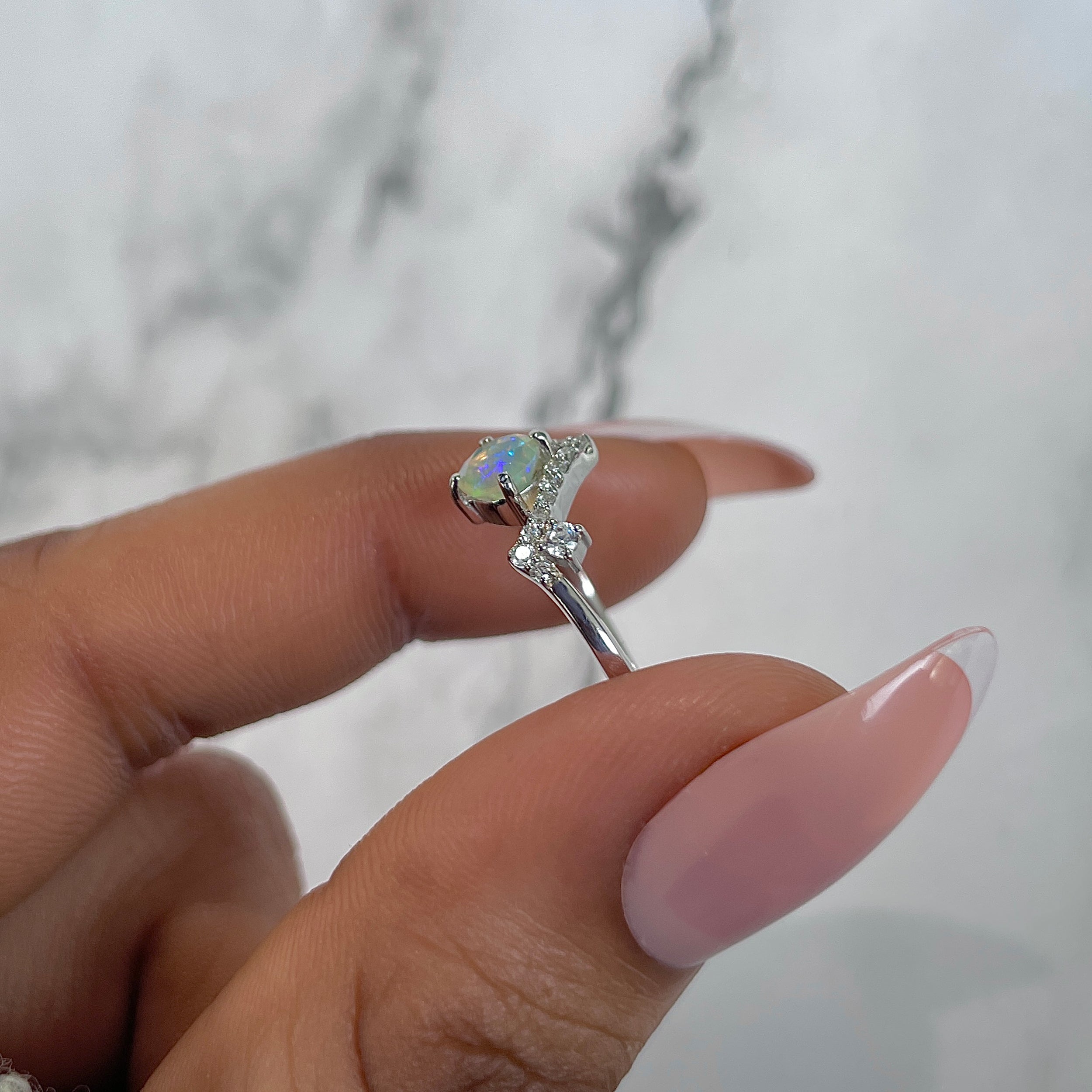 Opal & White Topaz Ring-(OPL-RDR-2296.)