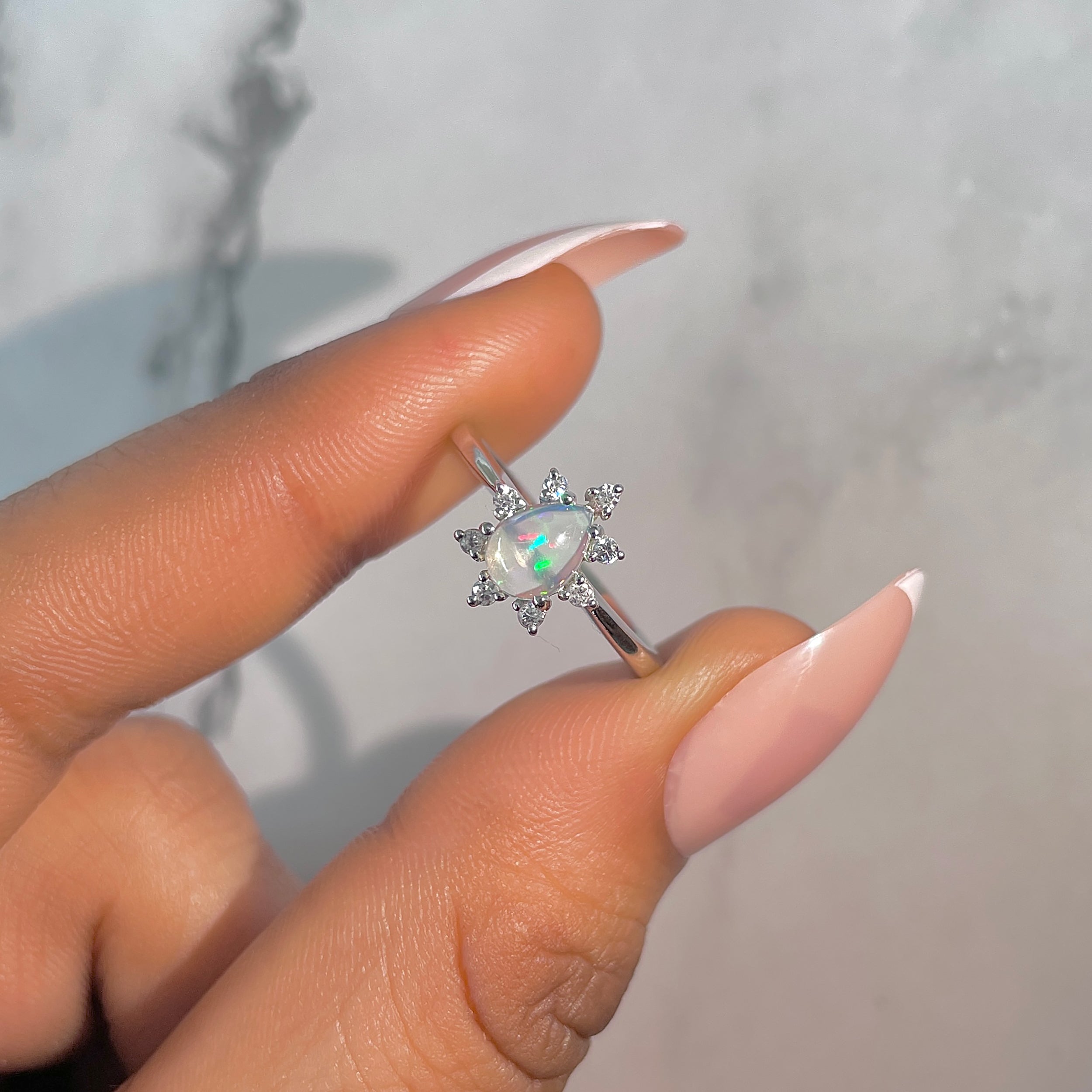 Opal & White Topaz Ring-(OPL-RDR-2305.)