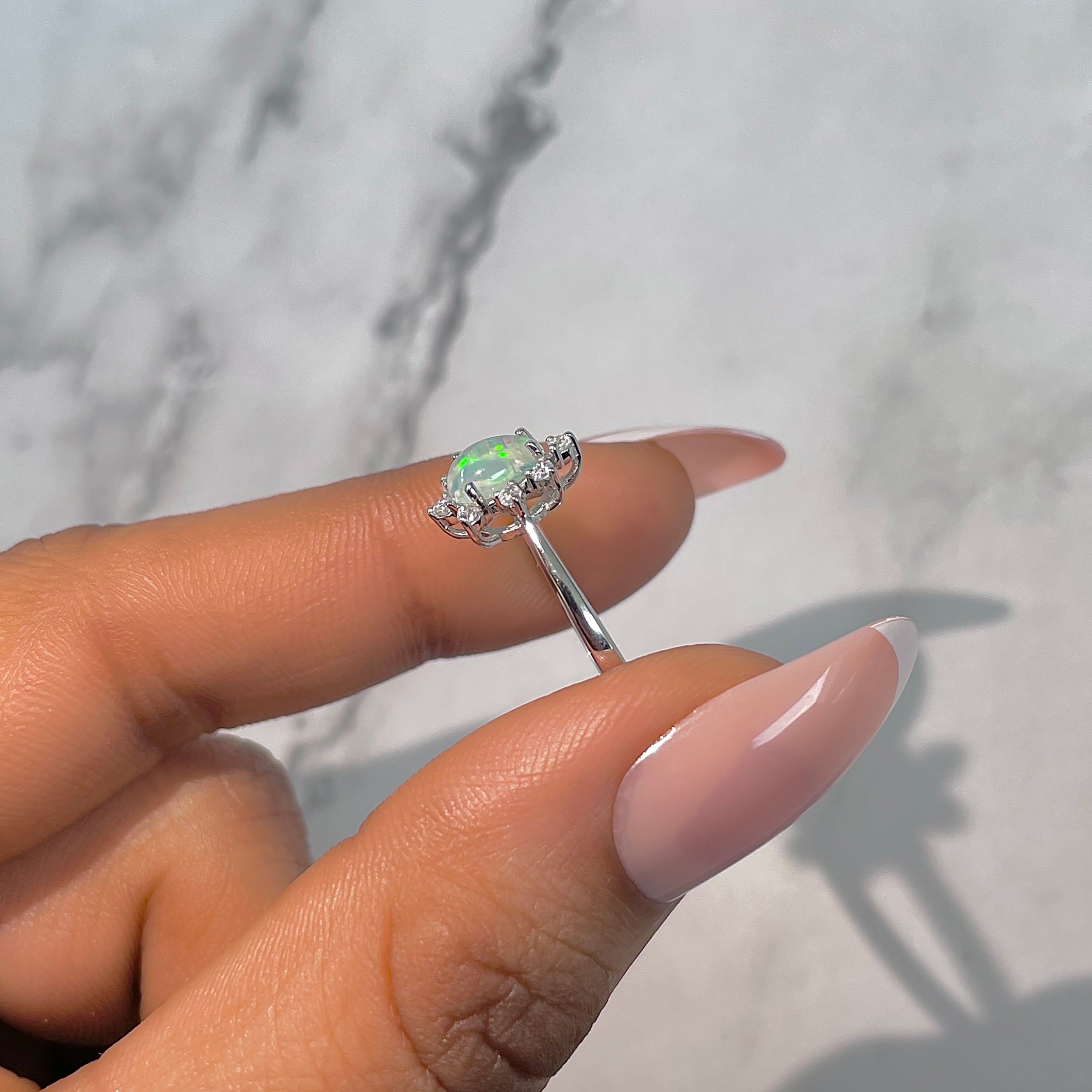 Opal & White Topaz Ring-(OPL-RDR-2305.)