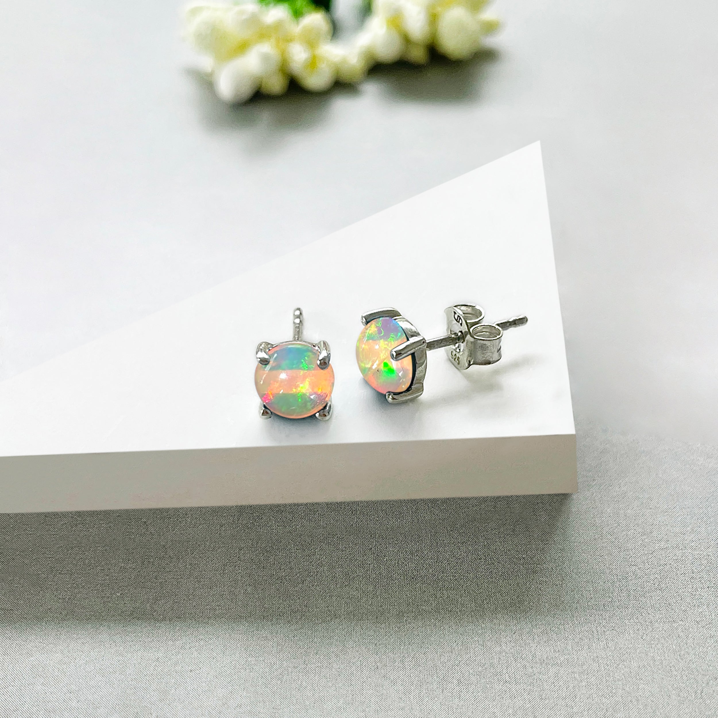 Opal Stud Earring-(OPL-SE-1069.)