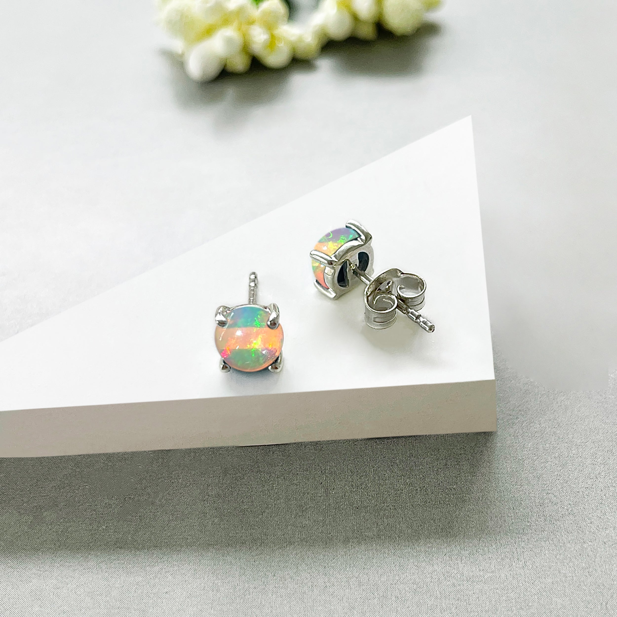 Opal Stud Earring-(OPL-SE-1069.)