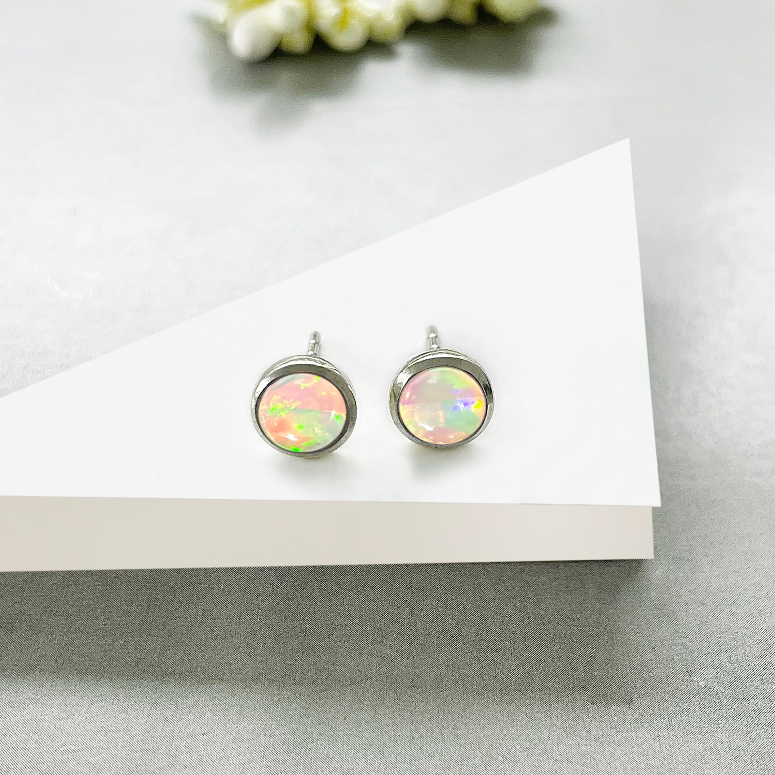 Opal Stud Earring-(OPL-SE-1073.)