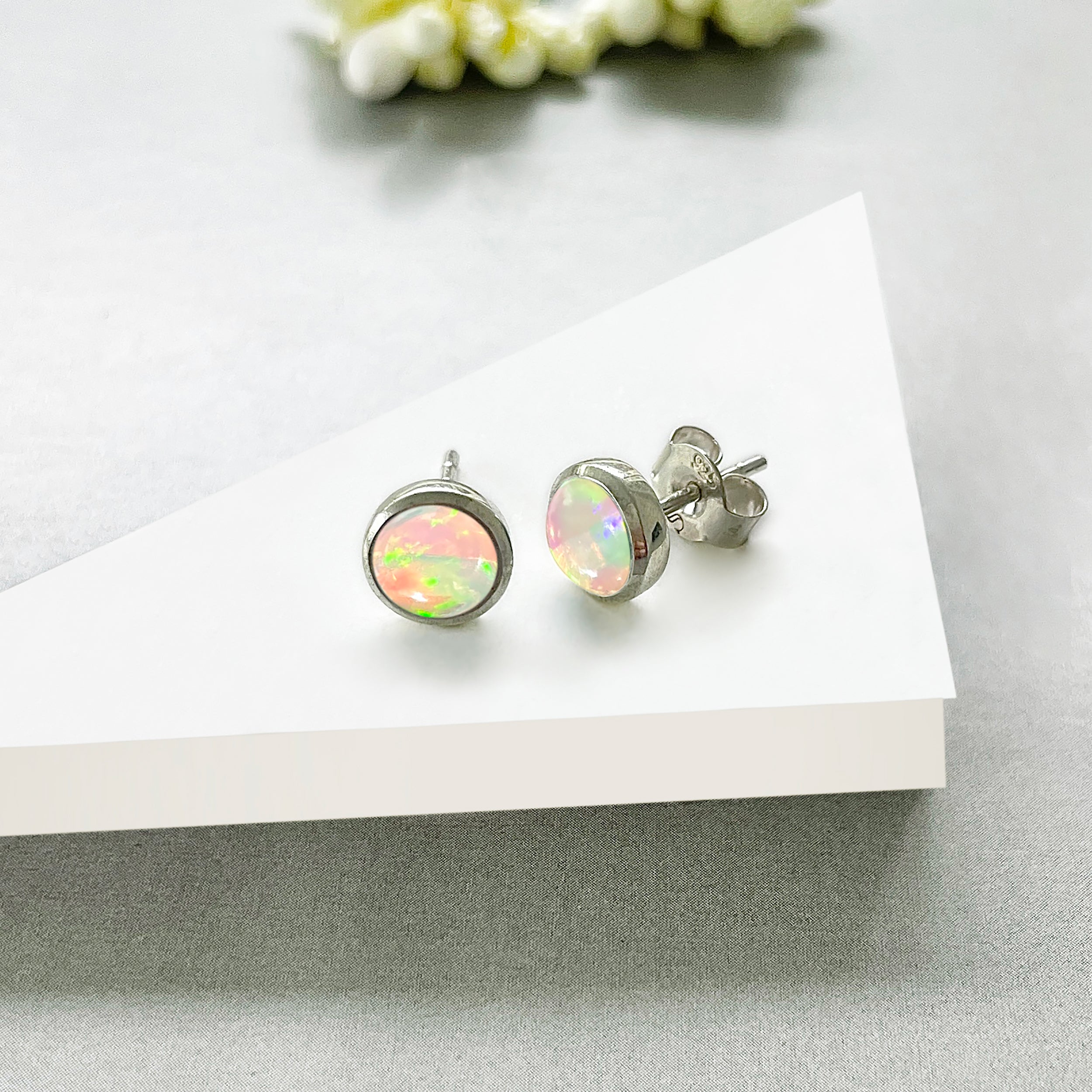 Opal Stud Earring-(OPL-SE-1073.)