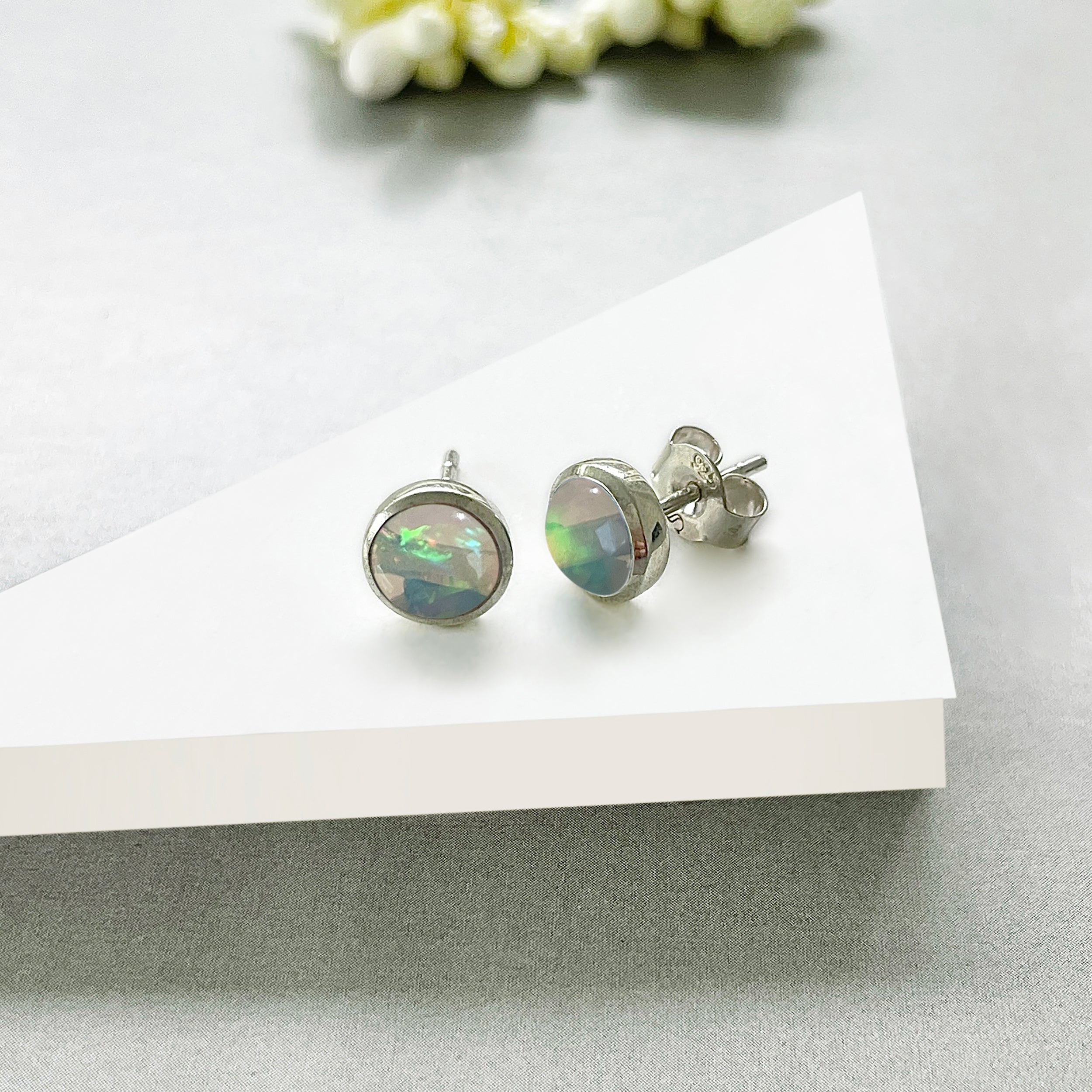 Opal Stud Earring-(OPL-SE-1073.)