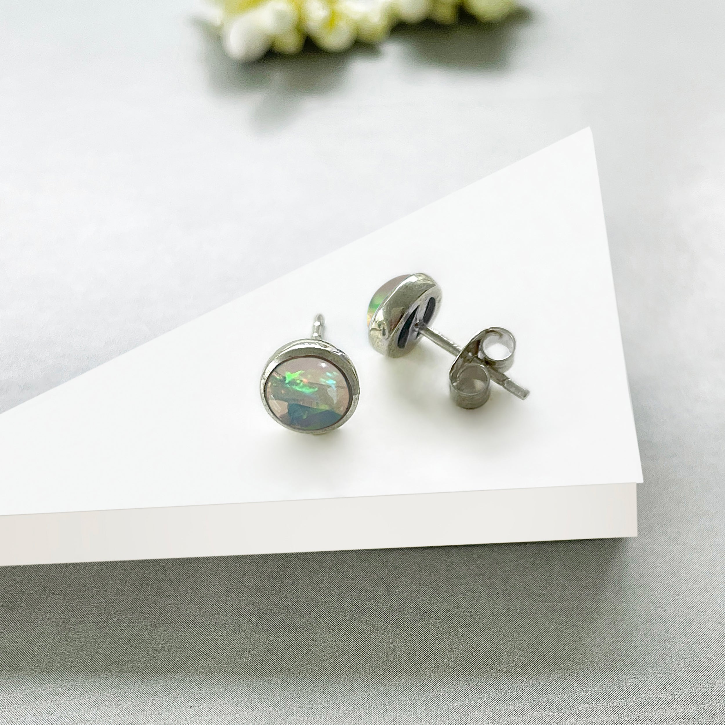 Opal Stud Earring-(OPL-SE-1073.)