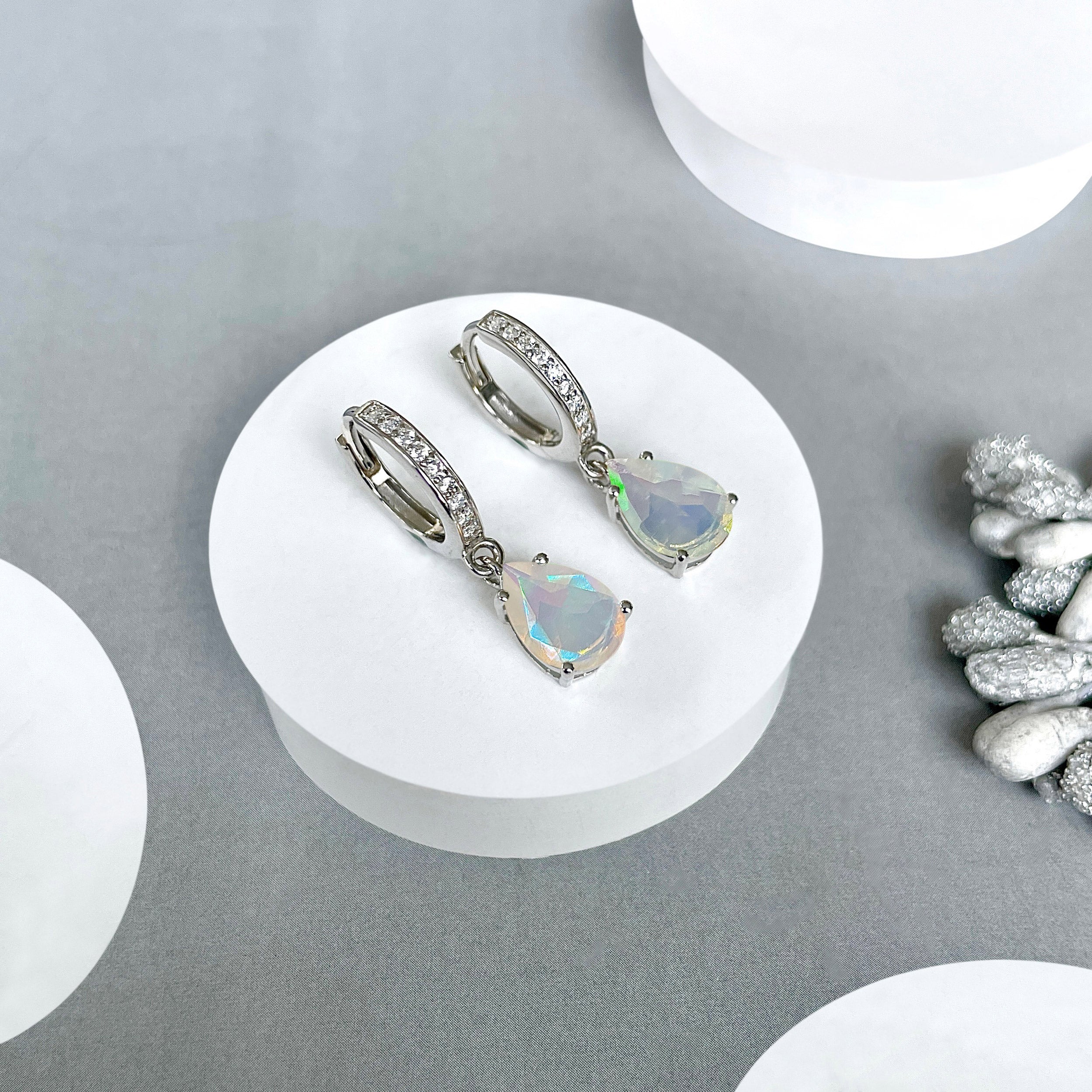 Opal Hoop Earrings-(OPL-SE-1223.)