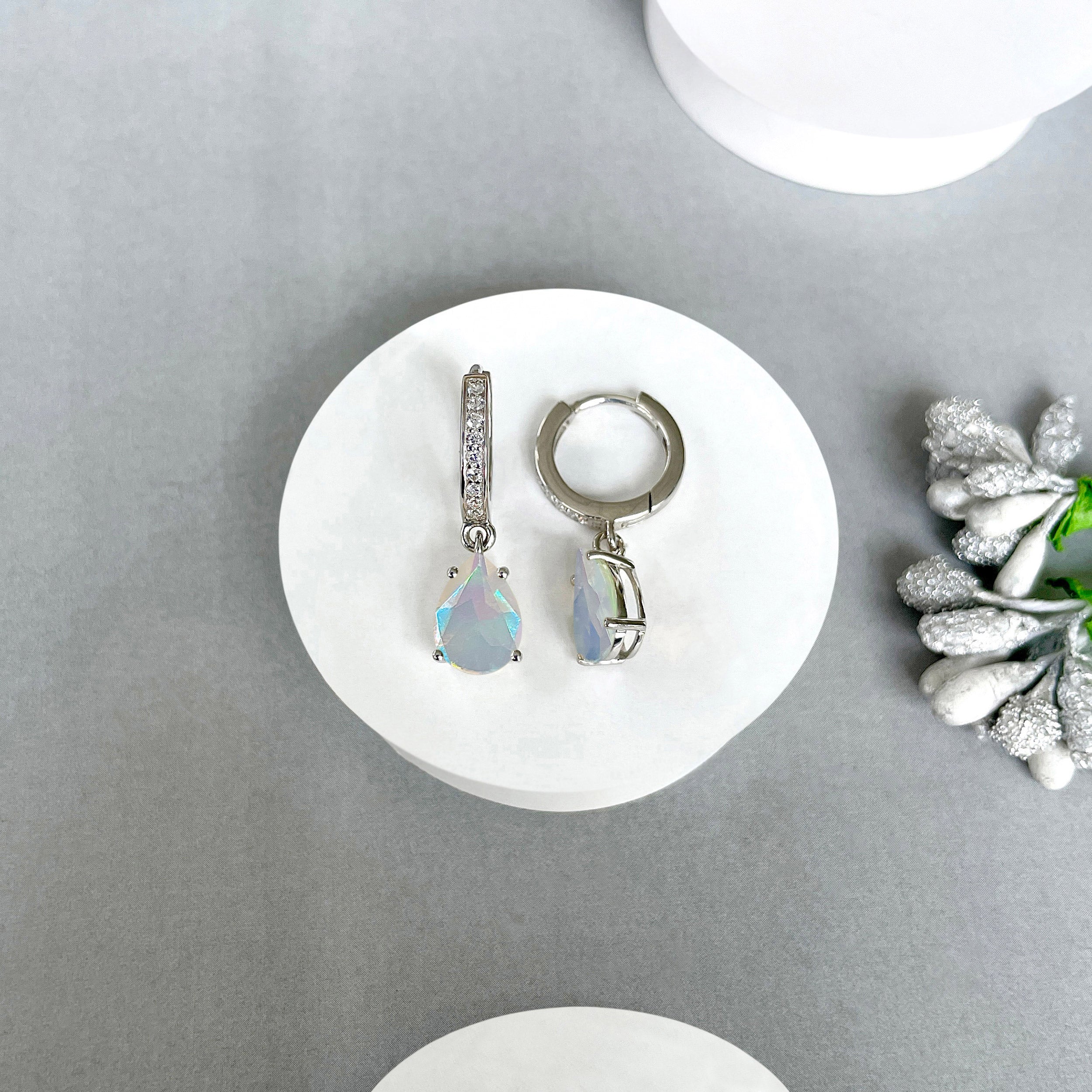 Opal Hoop Earrings-(OPL-SE-1223.)