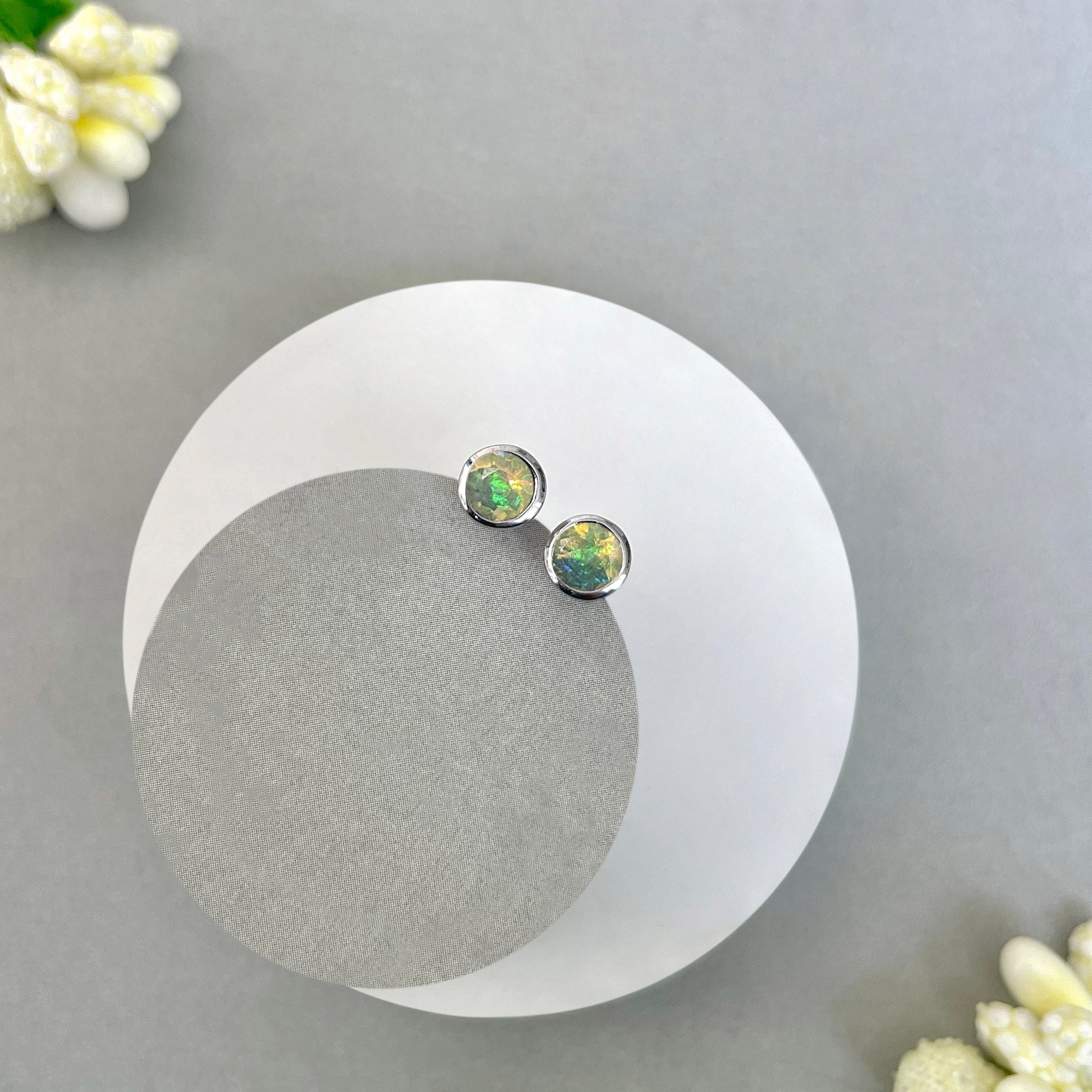 Opal Stud Earring-(OPL-SE-1375.)