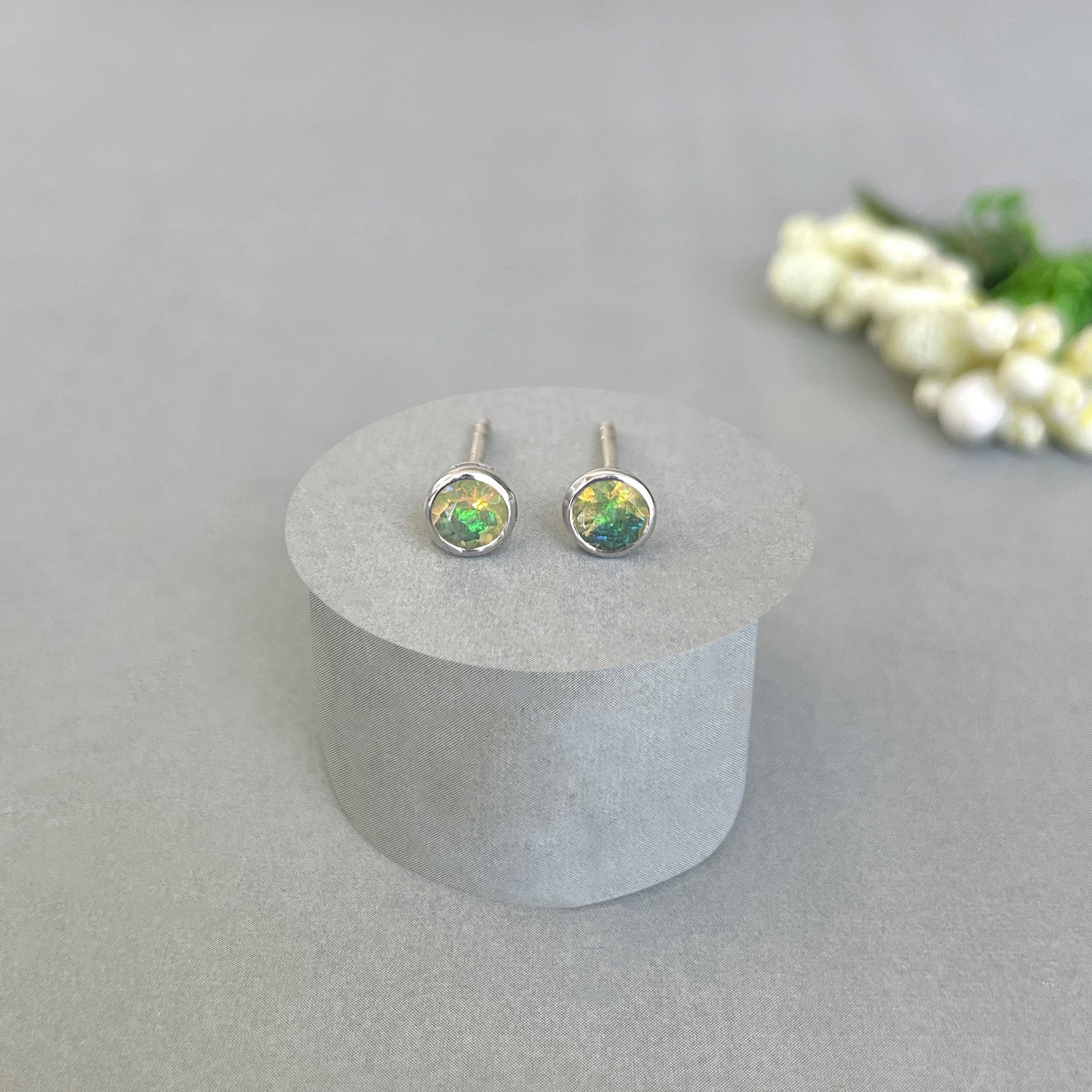 Opal Stud Earring-(OPL-SE-1375.)