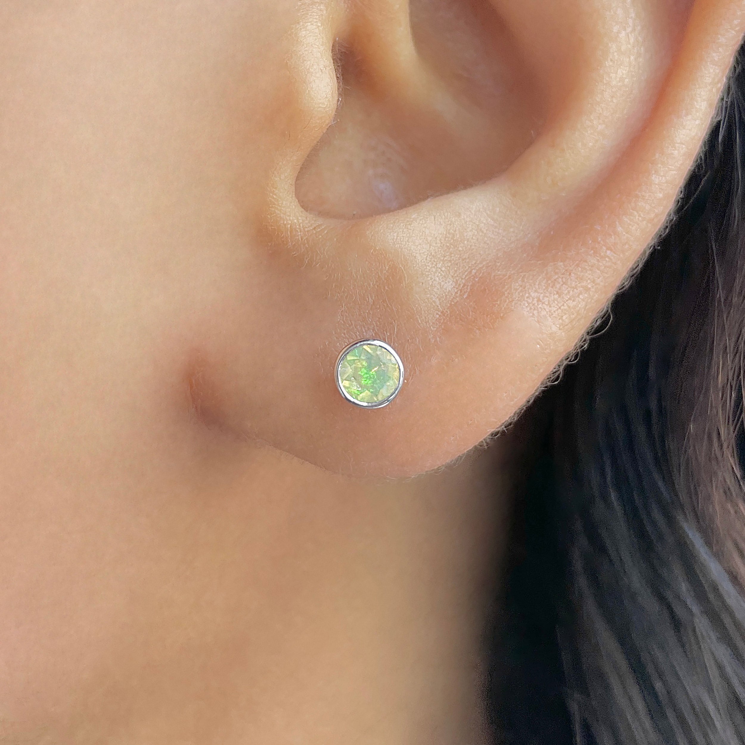 Opal Stud Earring-(OPL-SE-1375.)