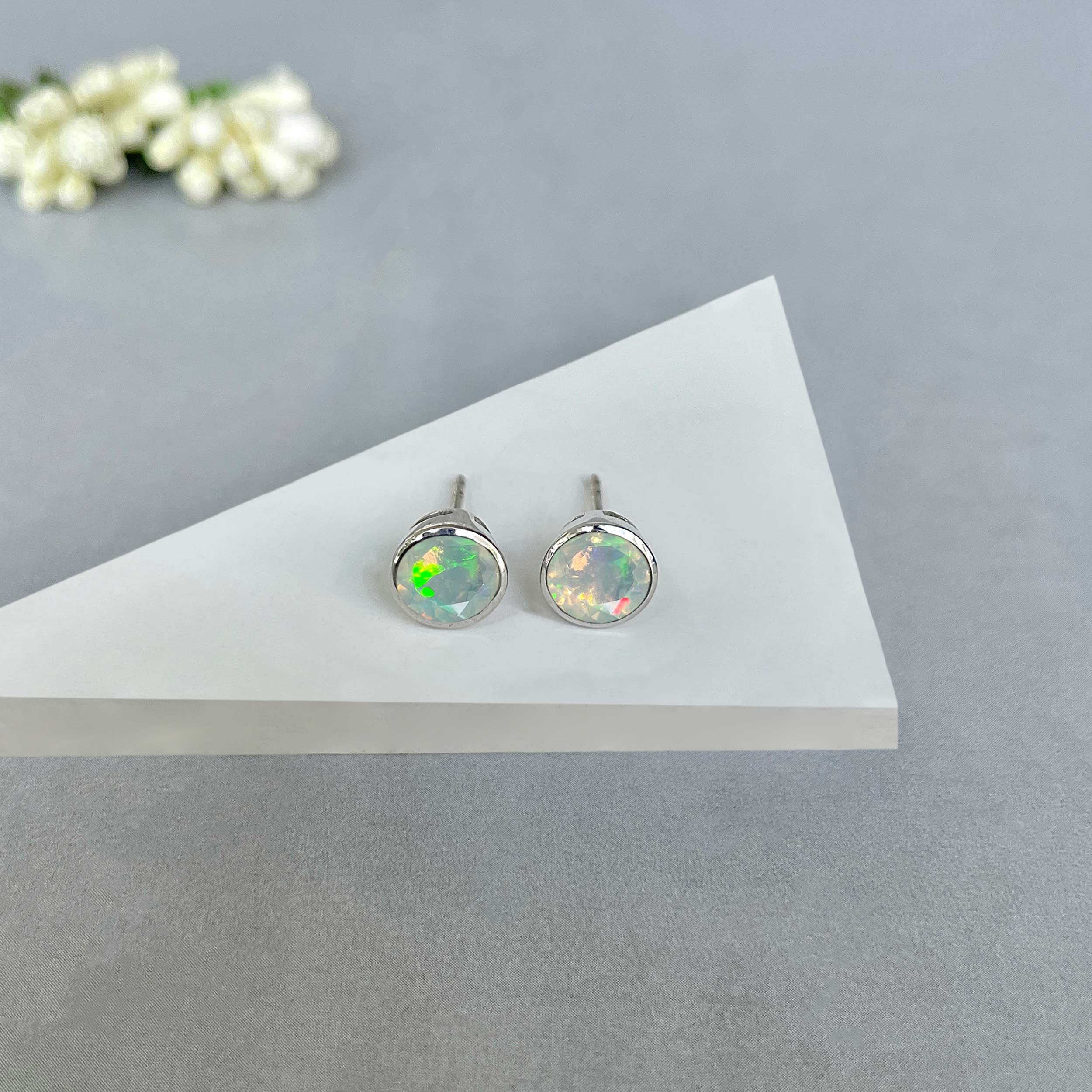 Opal Stud Earrings-(OPL-SE-1426.)
