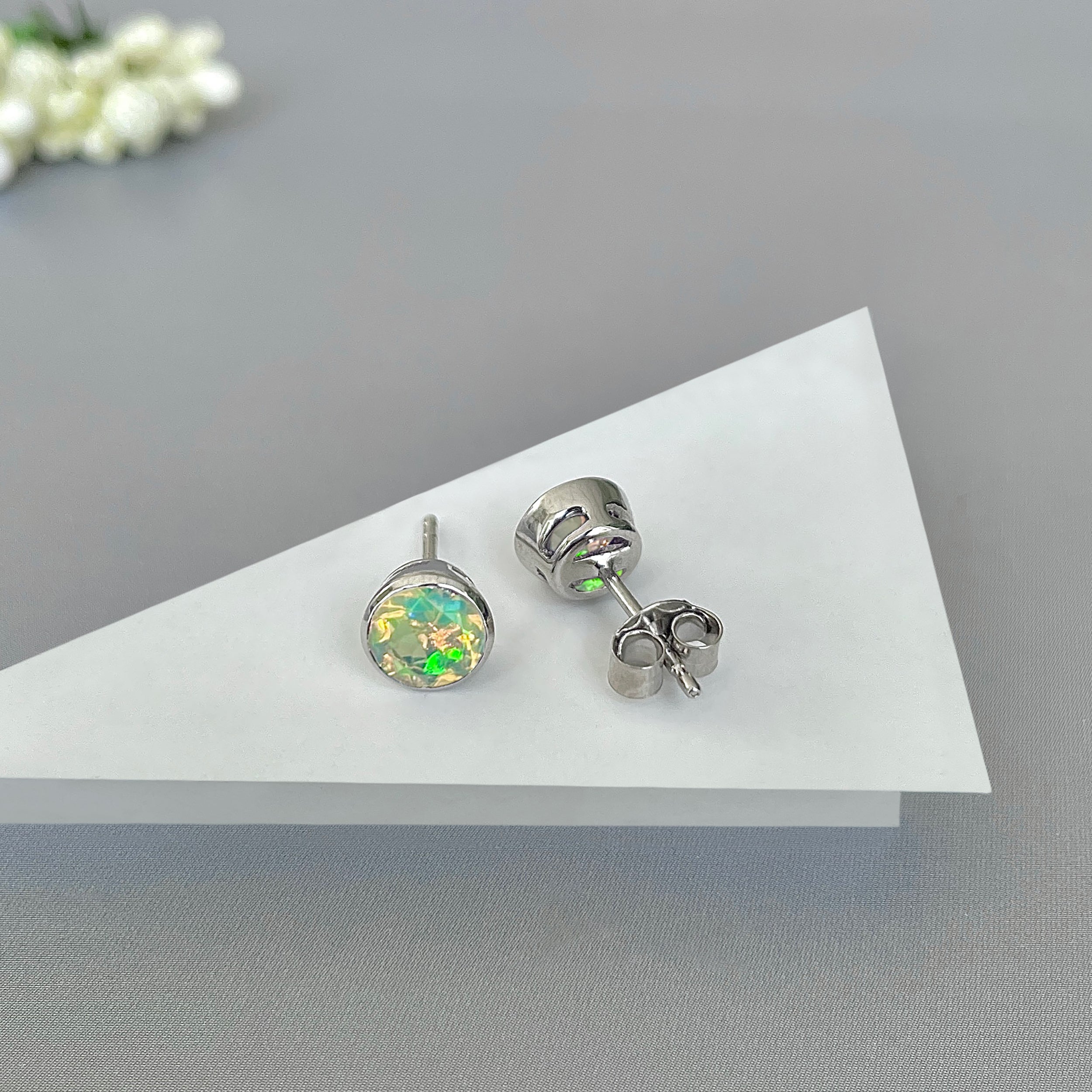 Opal Stud Earring-(OPL-SE-1426.)