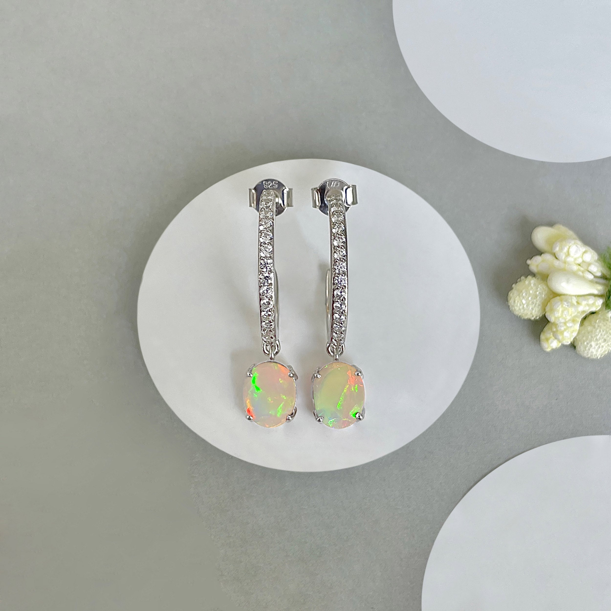 Opal Hoop Earring-(OPL-SE-1469.)