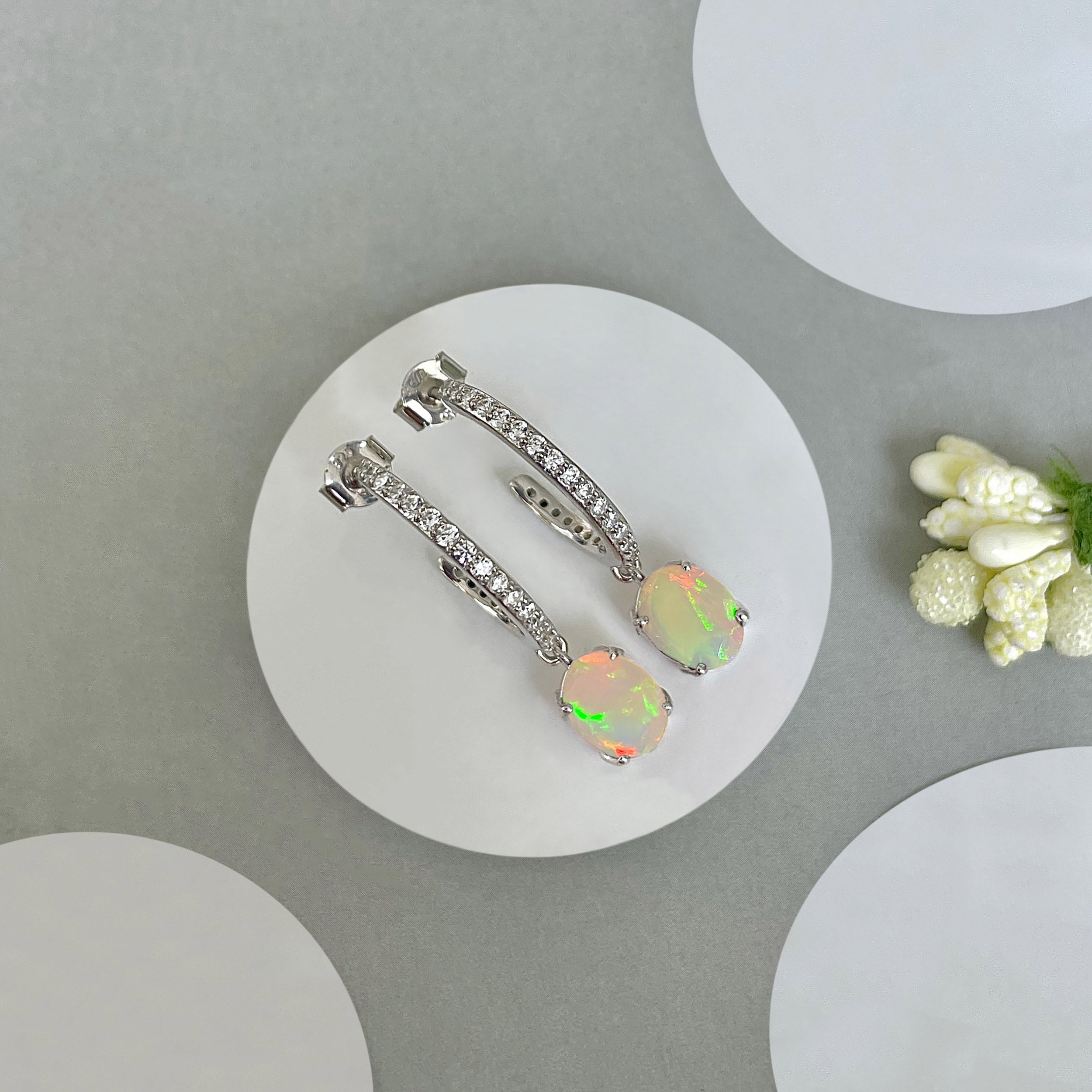 Opal Hoop Earring-(OPL-SE-1469.)