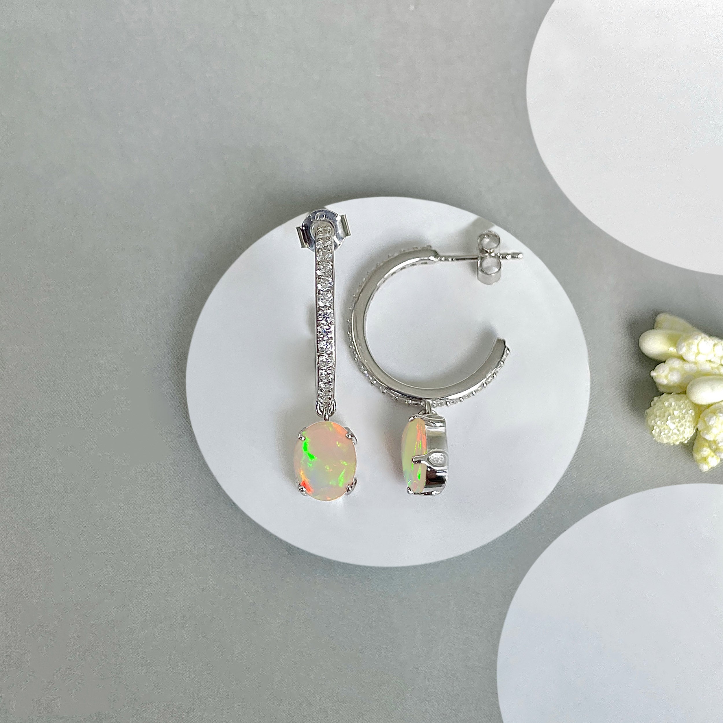 Opal Hoop Earring-(OPL-SE-1469.)